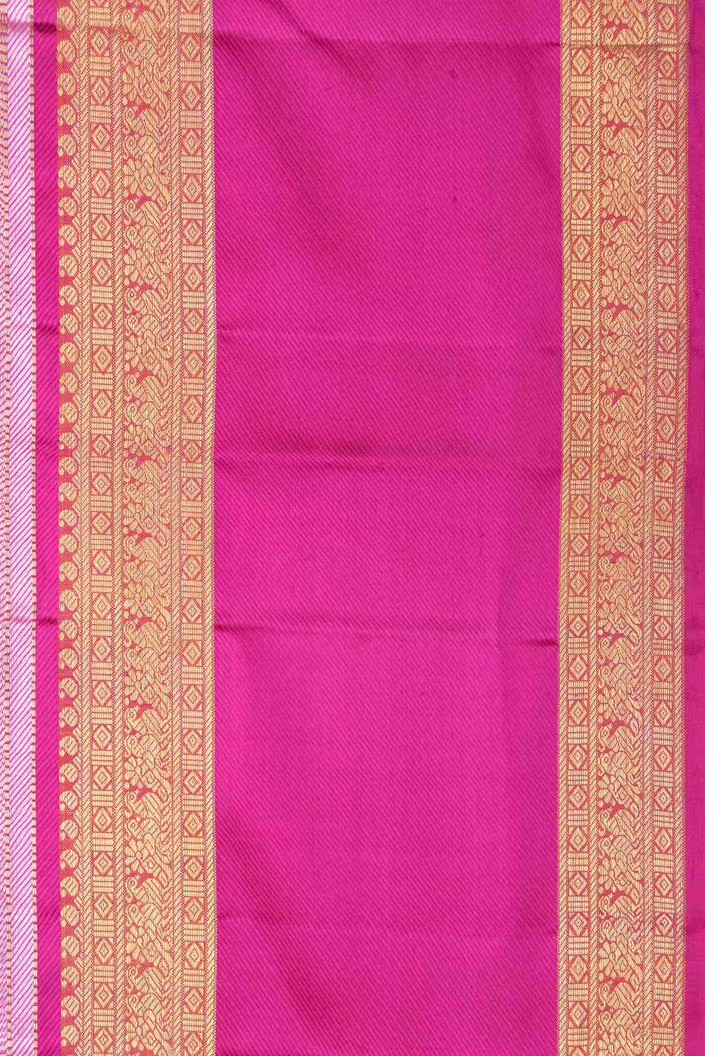 Pure Silk Pure Zari Sea Green Kanjivaram Saree - Image 6