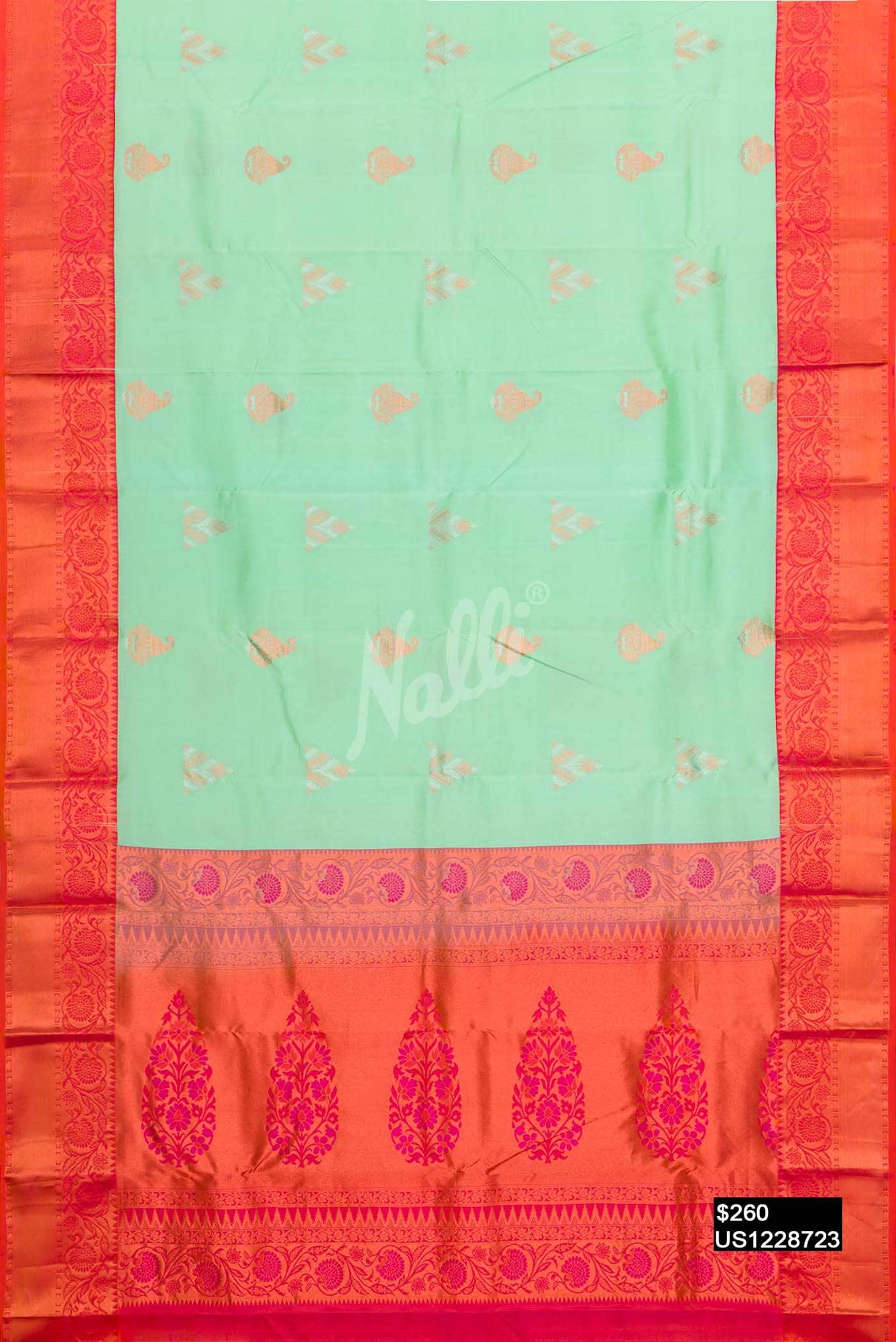 Sea Green Kanchipuram Silk Saree