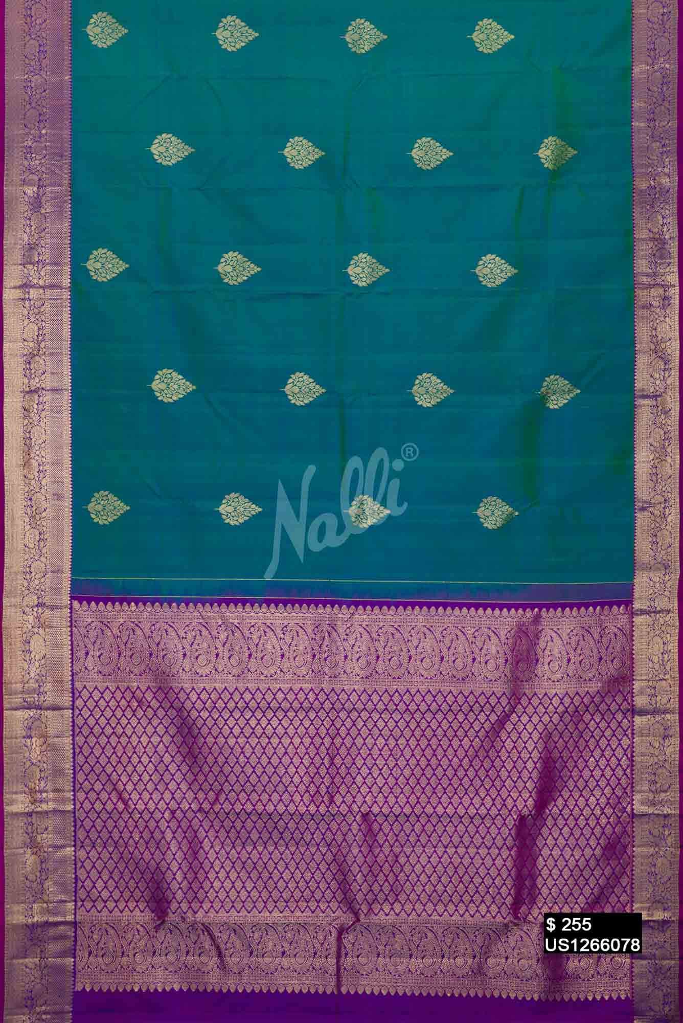 Sea Green Kanchipuram Silk Saree