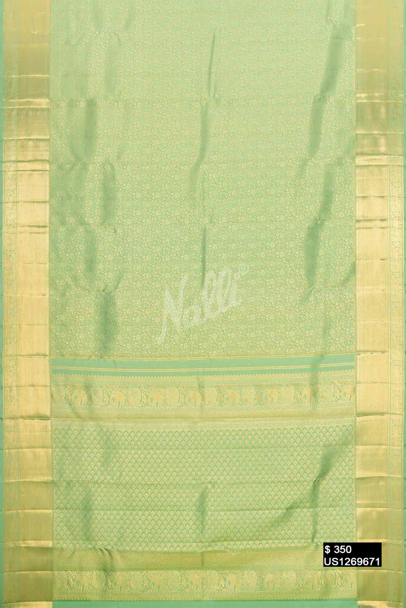 Sea Green Kanchipuram Silk Saree