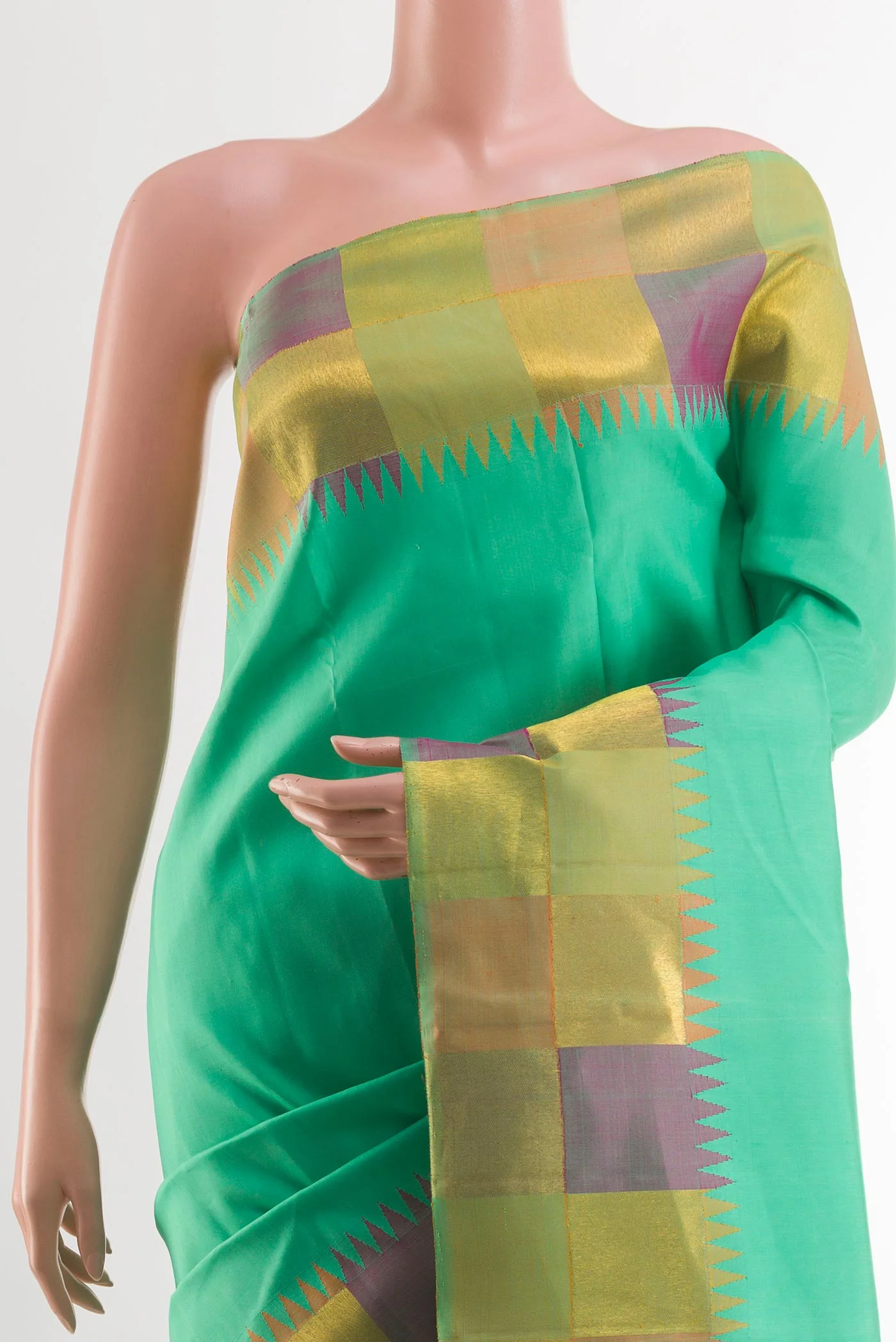 Sea Green Kanjivaram Silk Saree - Image 2