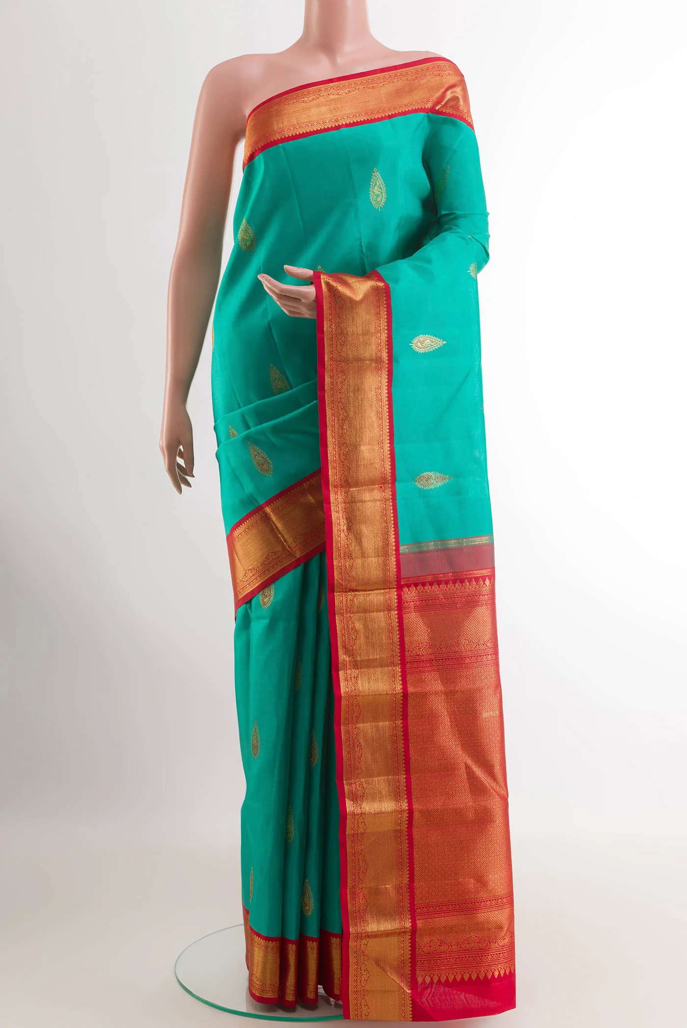 Turquoise Kanjivaram Silk Saree