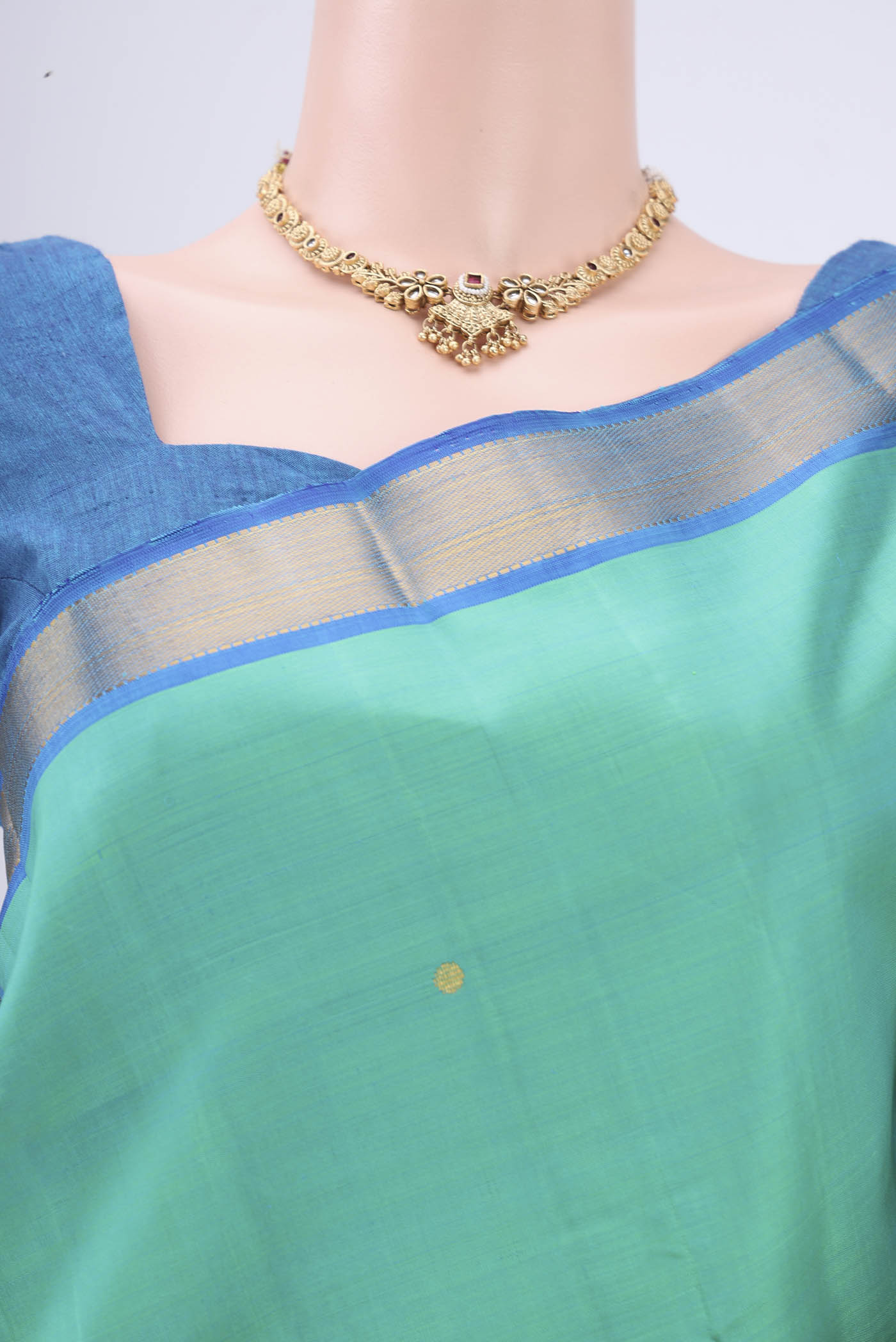 Sea Green Kanjivaram Silk Saree - Image 2