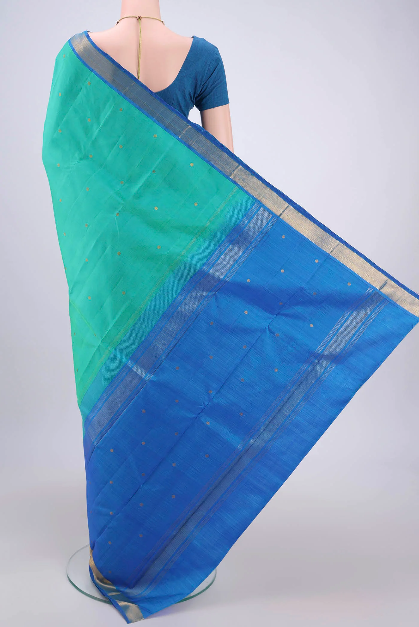 Sea Green Kanjivaram Silk Saree - Image 3