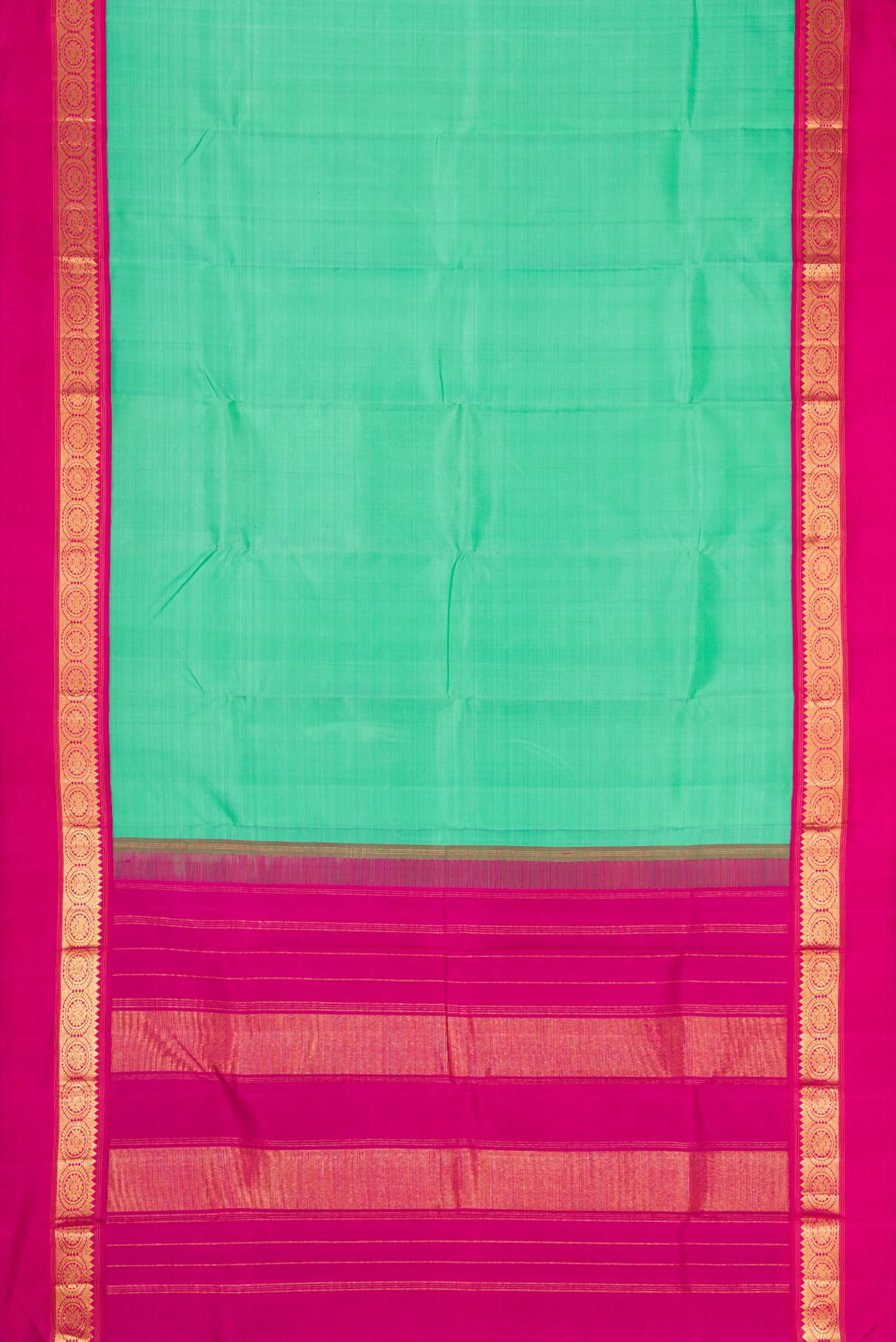 Pure Silk Pure Zari Sea Green Kanjivaram Saree - Image 6