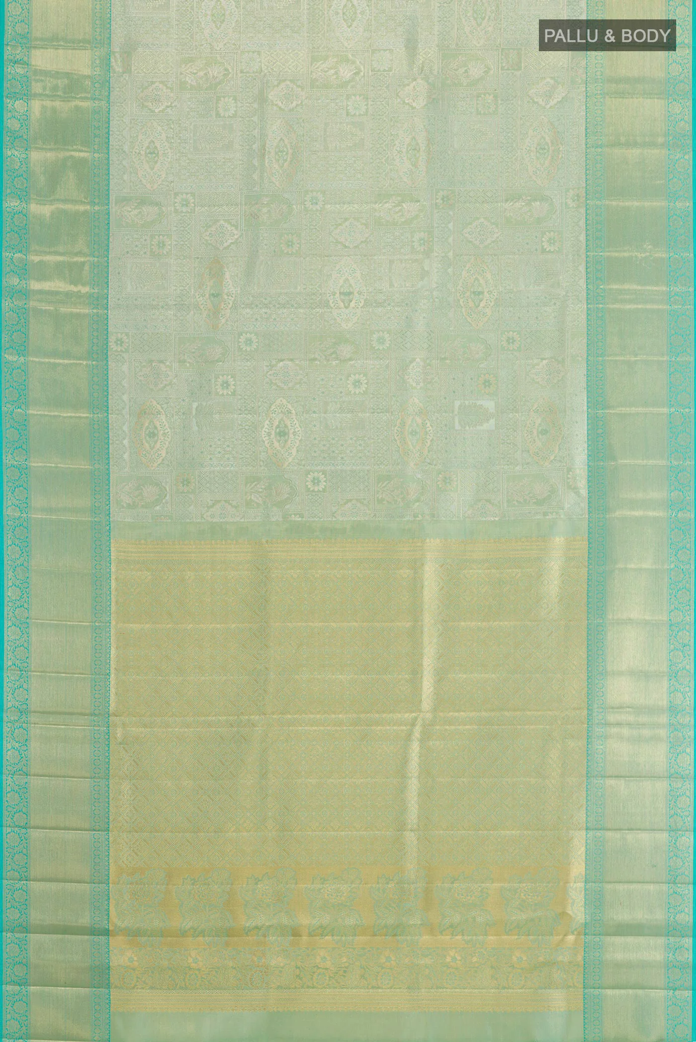 Light Blue with Gold Color Kanjivaram Tissue Silk Saree - Image 5