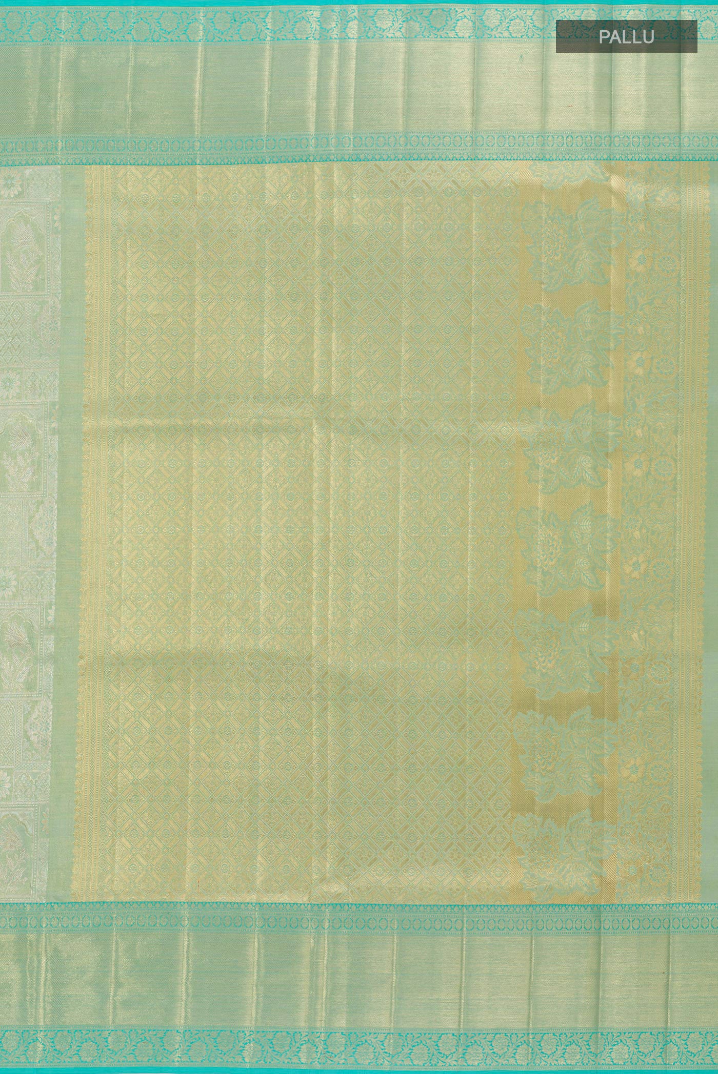 Light Blue with Gold Color Kanjivaram Tissue Silk Saree - Image 6