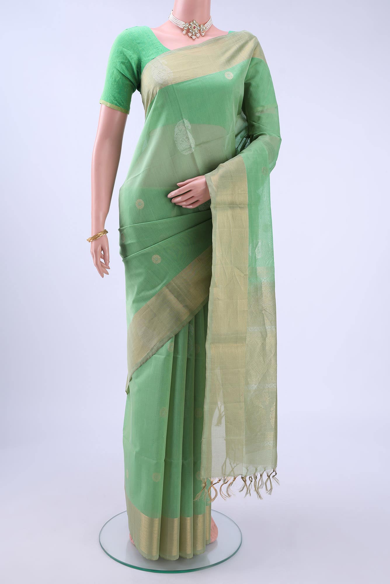 Sea Green Kota Cotton Saree