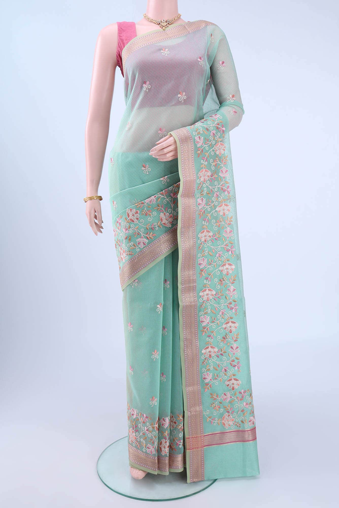 Sea Green Kota Cotton Saree