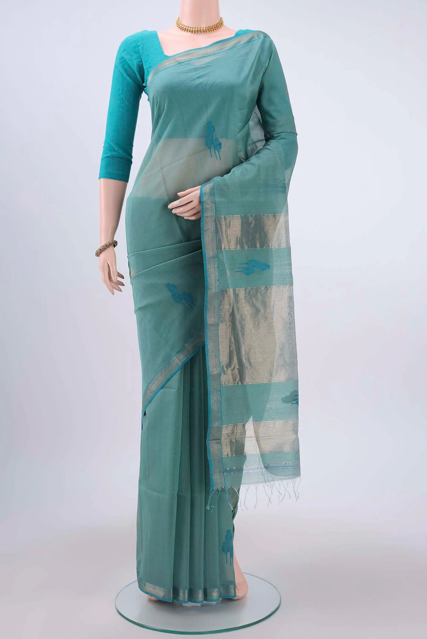 Blue Maheshwari Silk Cotton Saree