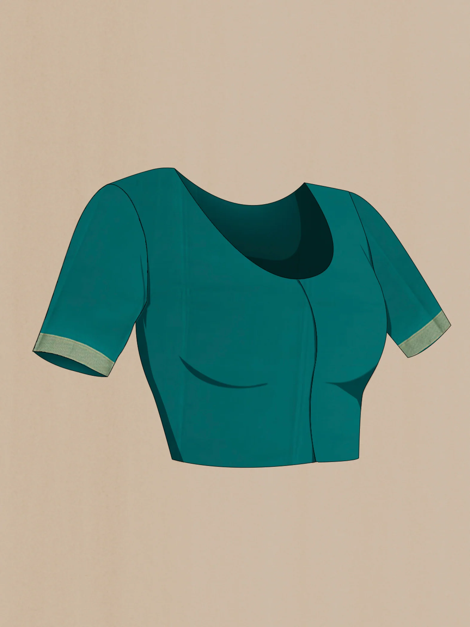 Teal Mysore Crepe Saree - Image 2