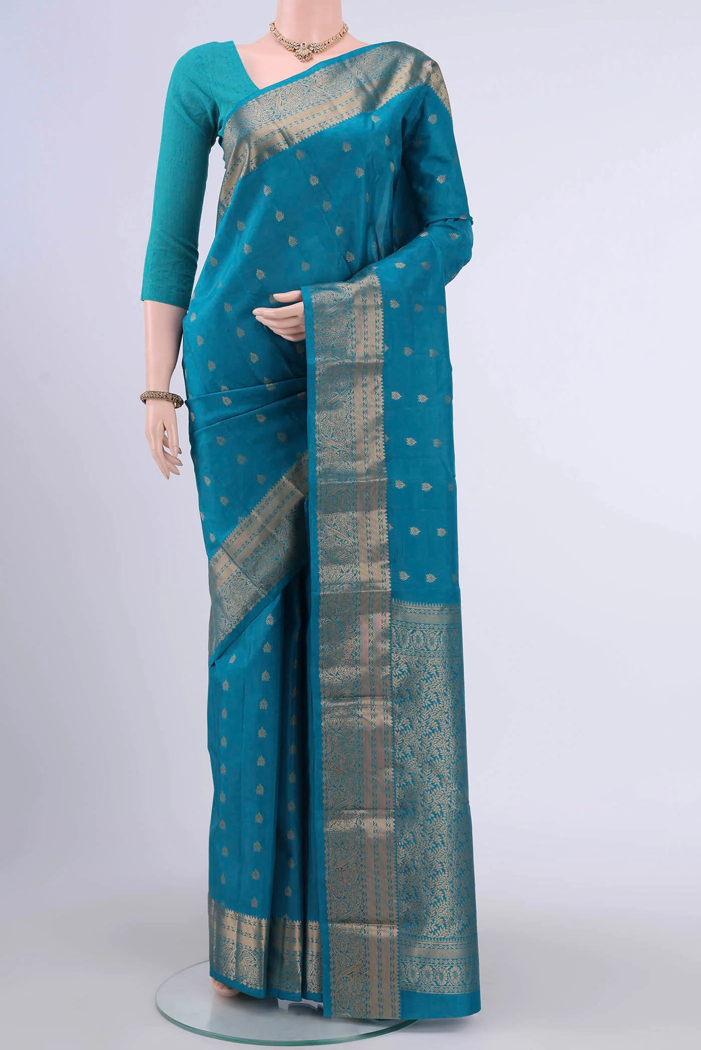Sea Green Nangavalli Silk [ Salem ] Saree