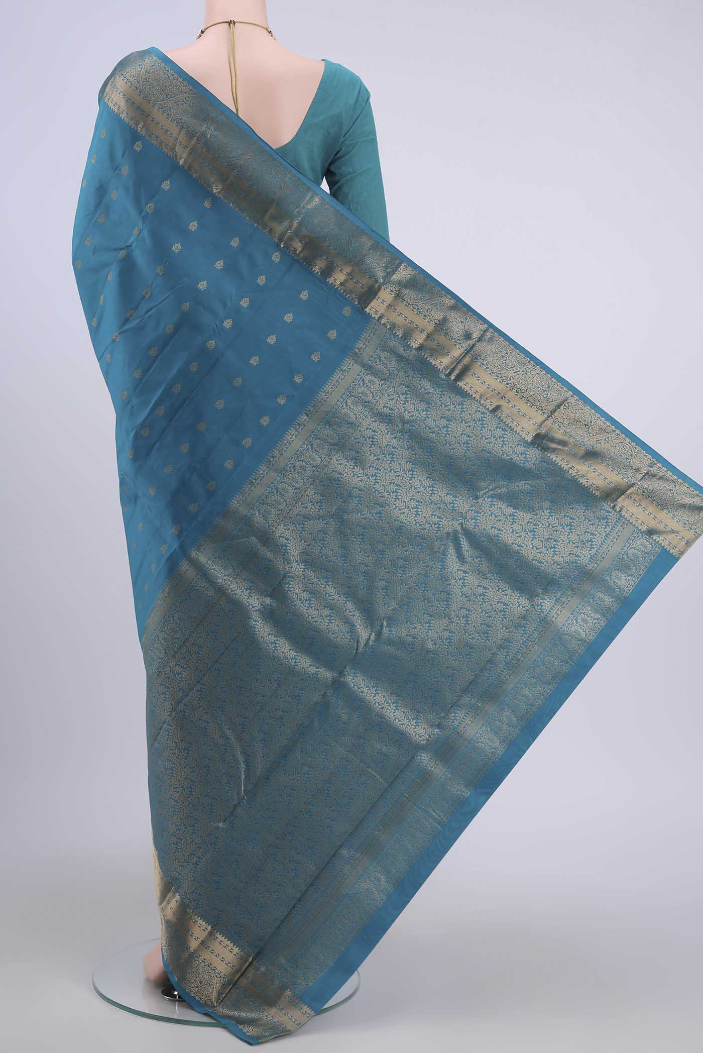 Sea Green Nangavalli Silk [ Salem ] Saree - Image 3