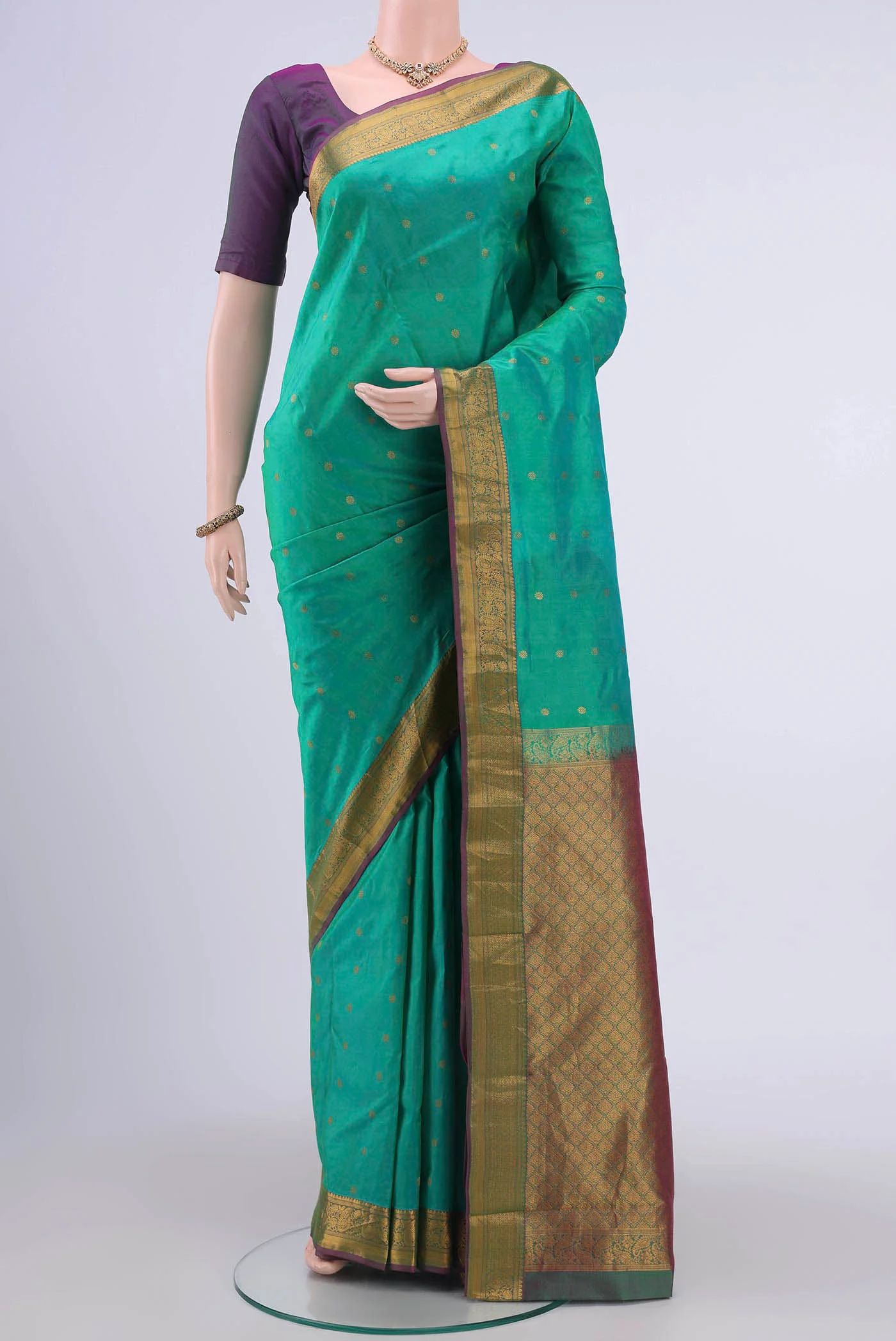 Sea Green Nangavalli Silk [ Salem ] Saree