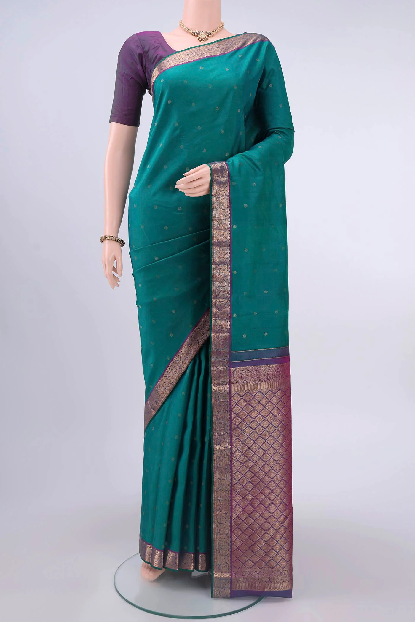 Sea Green Nangavalli Silk [ Salem ] Saree