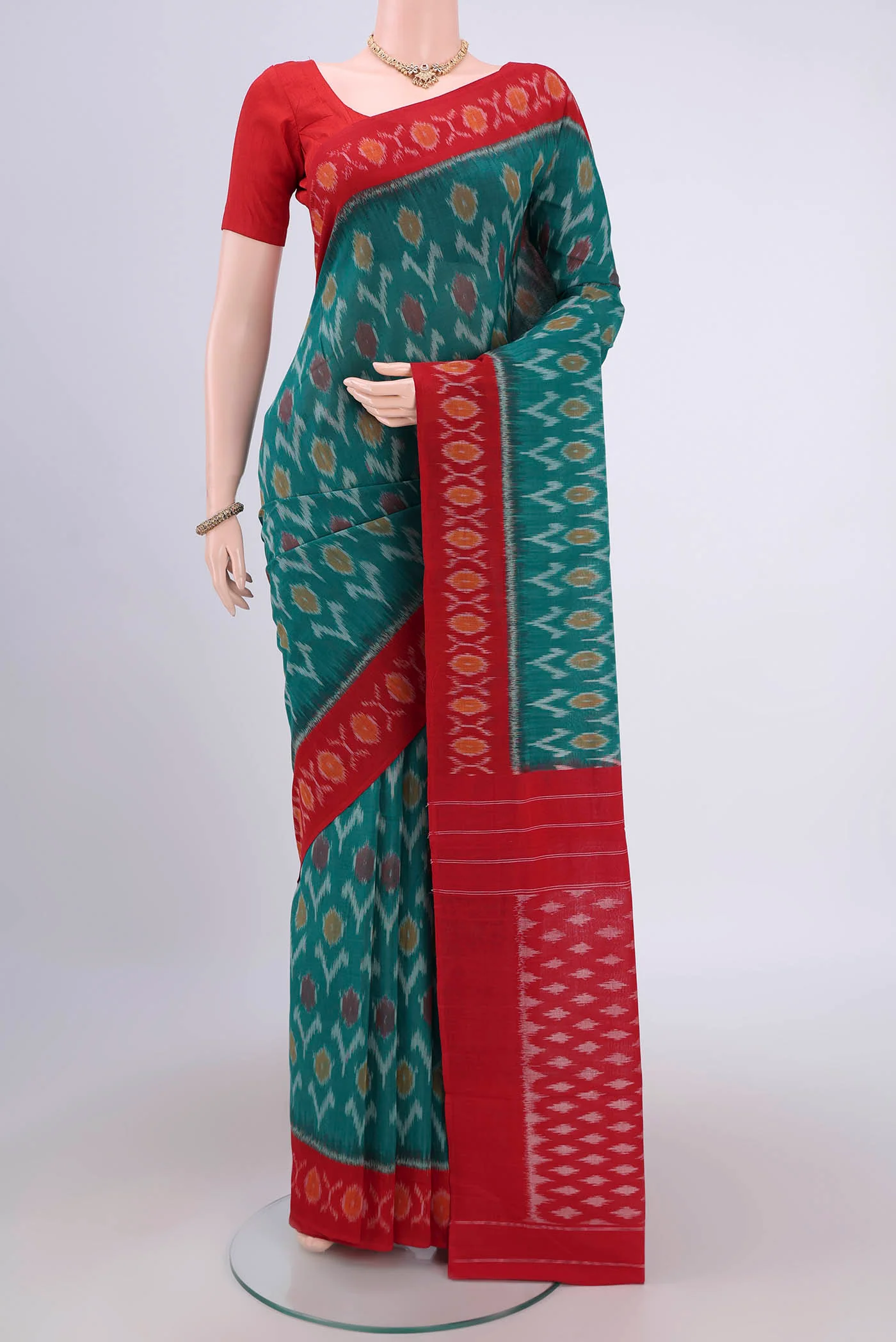 Sea Green Pochampally Cotton Saree
