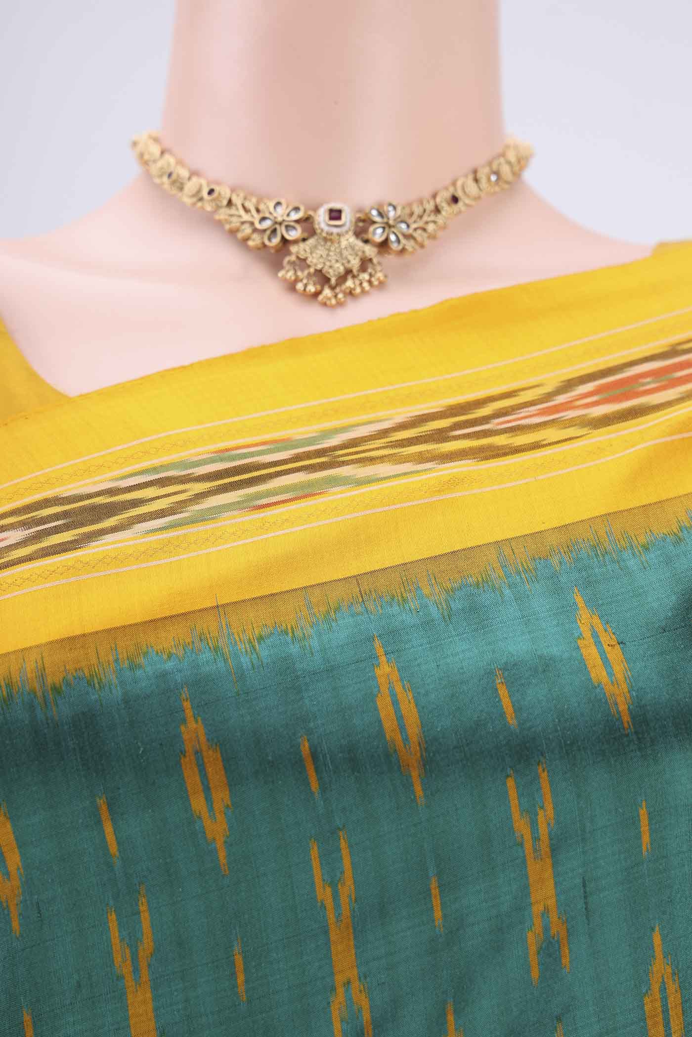 Green Pochampally Silk Saree - Image 2