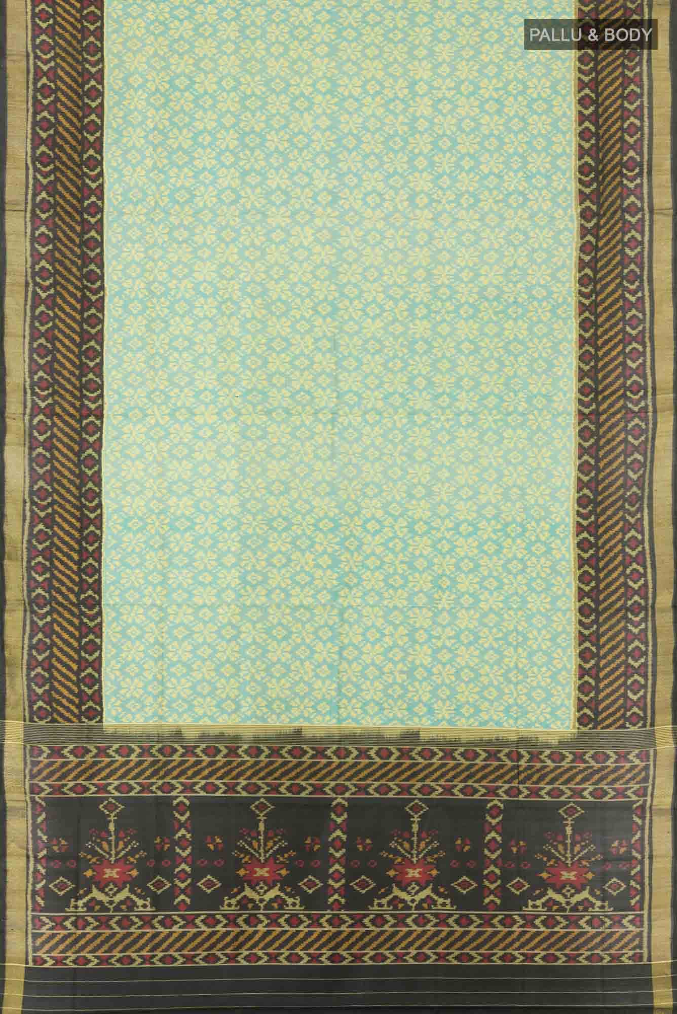 Sea Green Rajkot Patola Silk Saree - Image 4