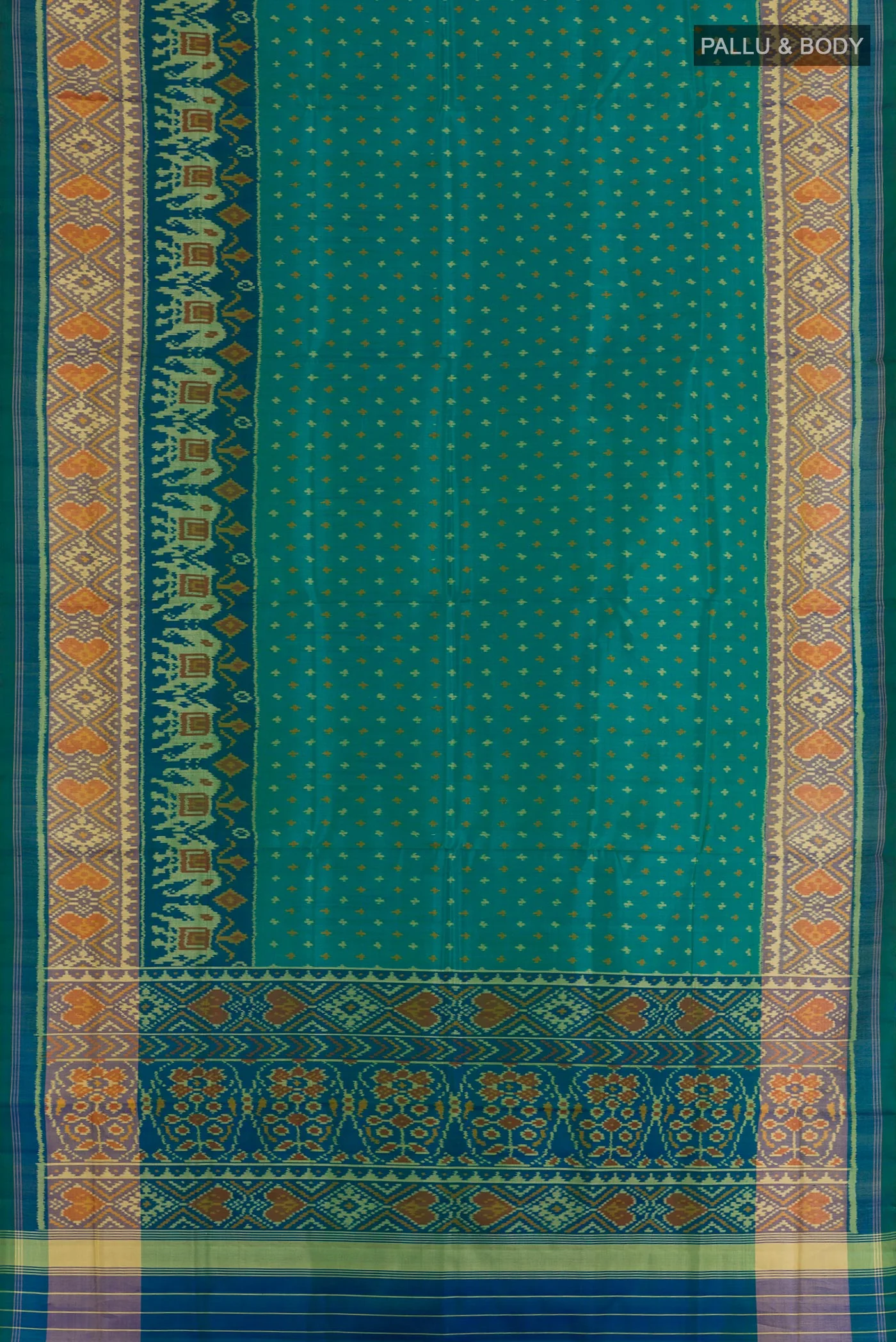 Sea Green Rajkot Patola Silk Saree - Image 3