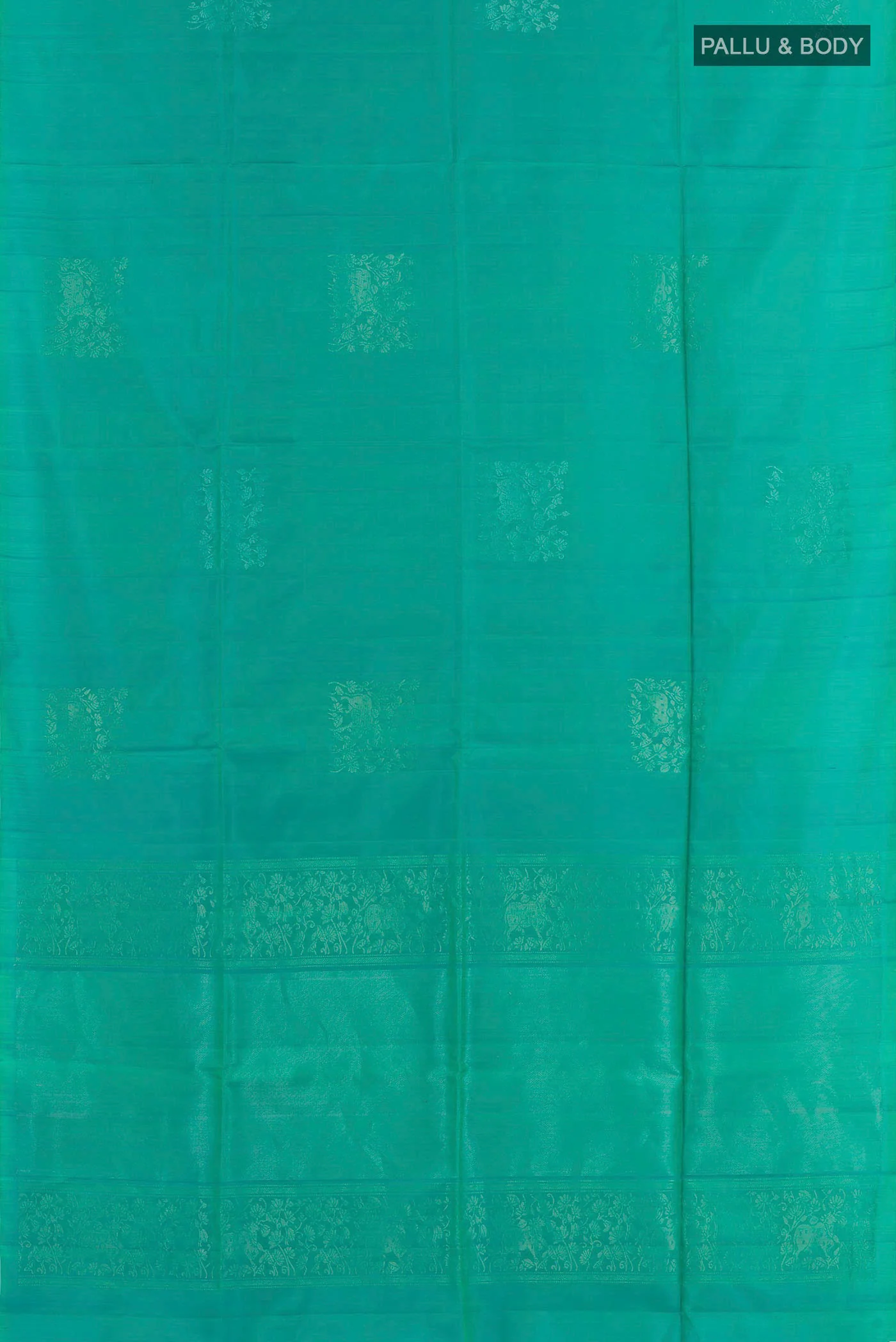 Turquoise Soft Silk Saree - Image 3