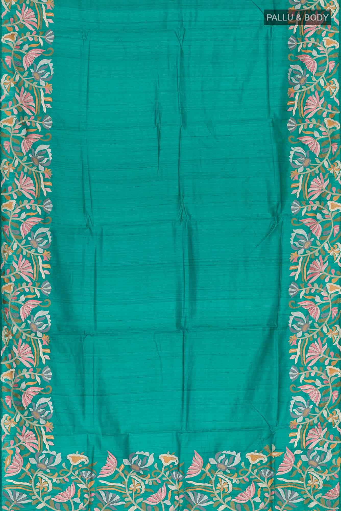 Sea Green Tussar Saree - Image 3