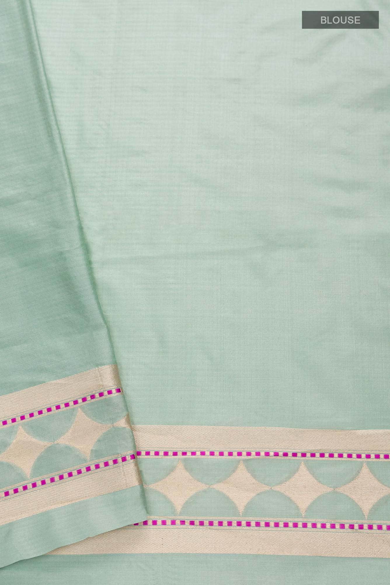 Shimmer Soleil-Sage Green Banarasi Silk Saree - Image 10