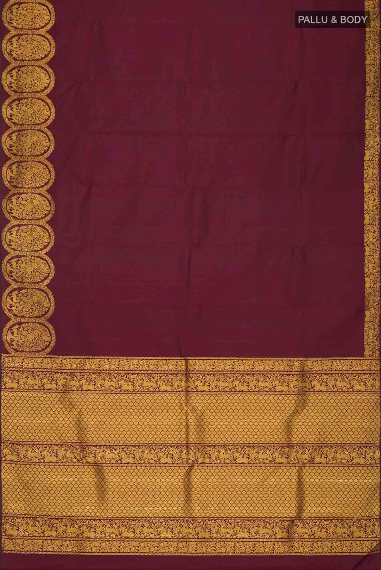Shringar-Maroon Kanchipuram Silk Saree - Image 10