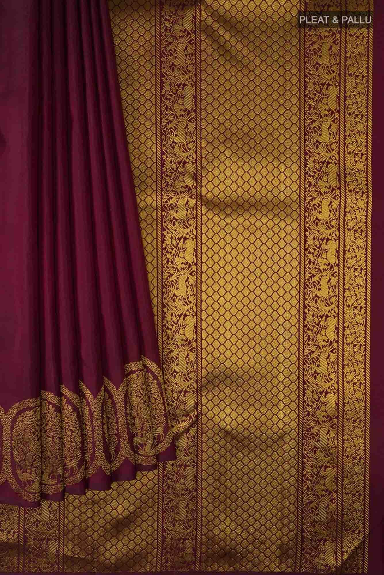 Shringar-Maroon Kanchipuram Silk Saree - Image 11