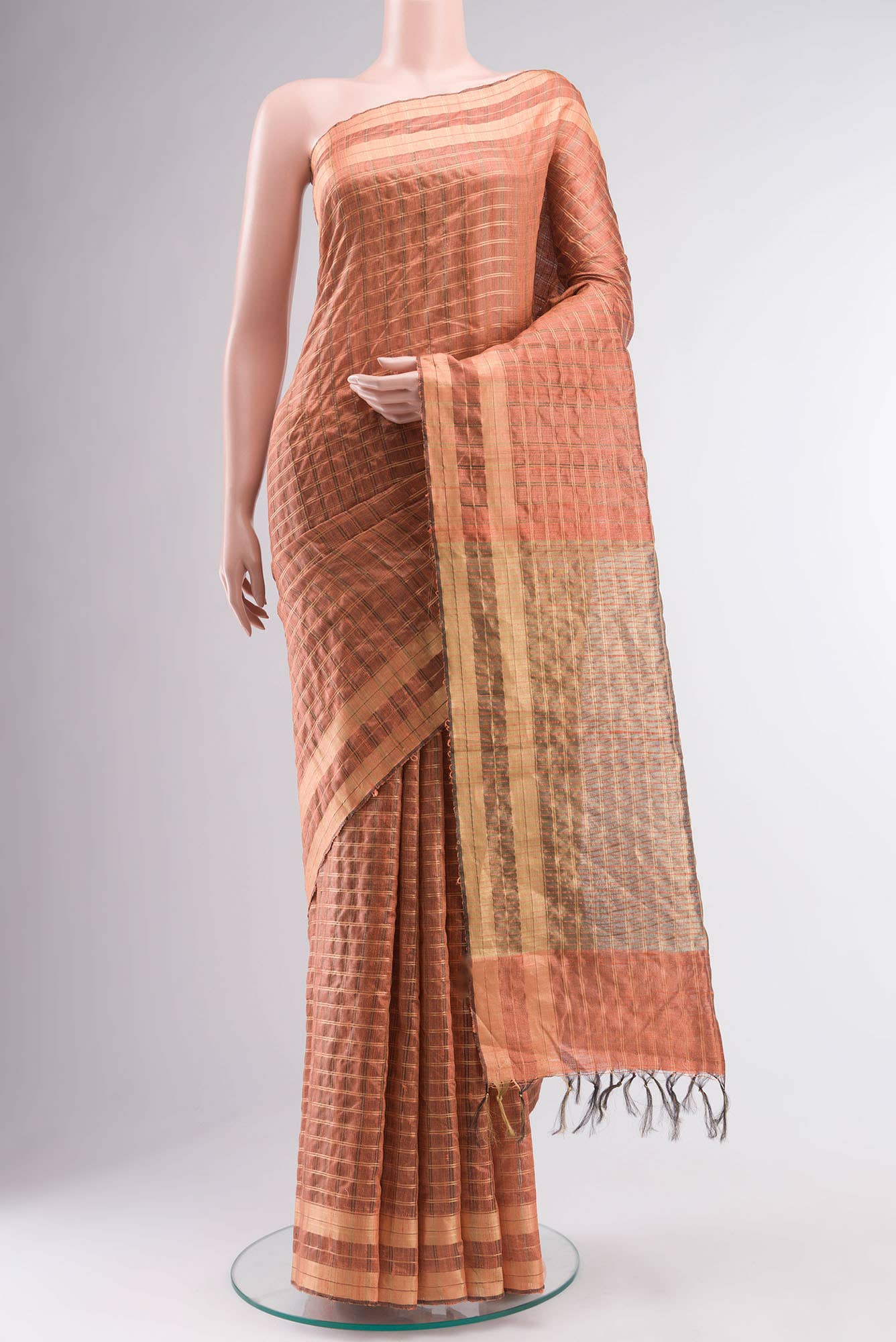 Shruthi-Rust Bhagalpuri Tussar Silk Saree - Image 2