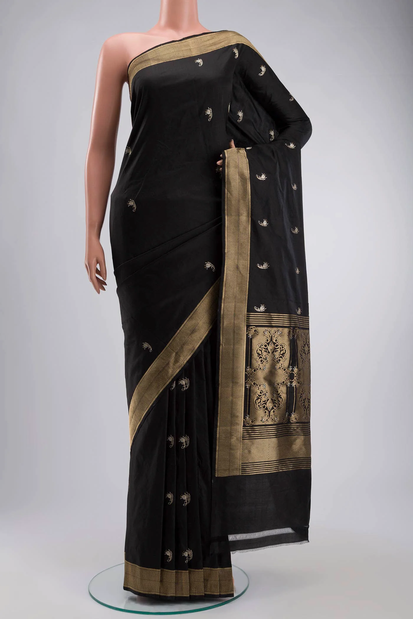 Shyama-Black Banarasi Katan Silk Saree - Image 2