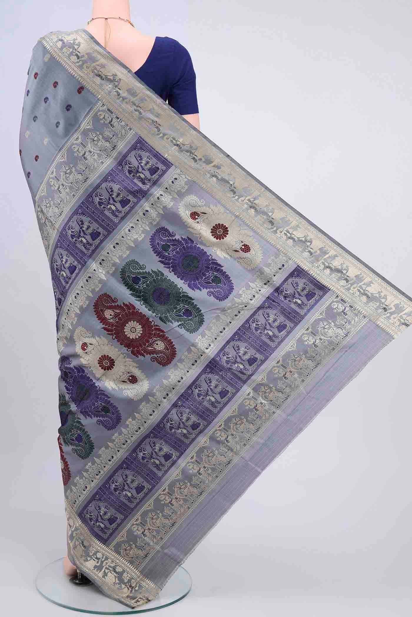 Silver Baluchari Silk Saree - Image 3