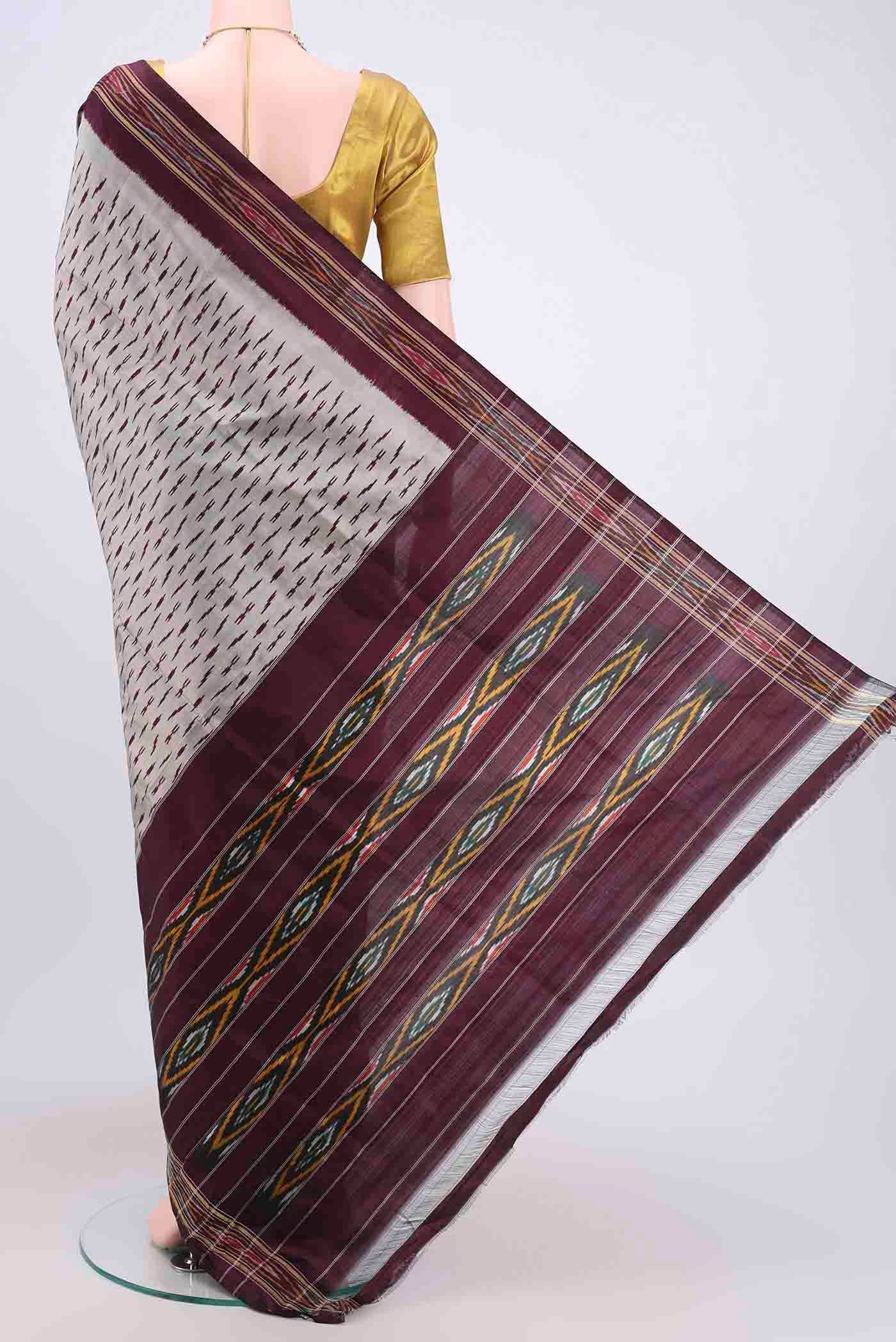 Grey Pochampally Silk Saree - Image 3