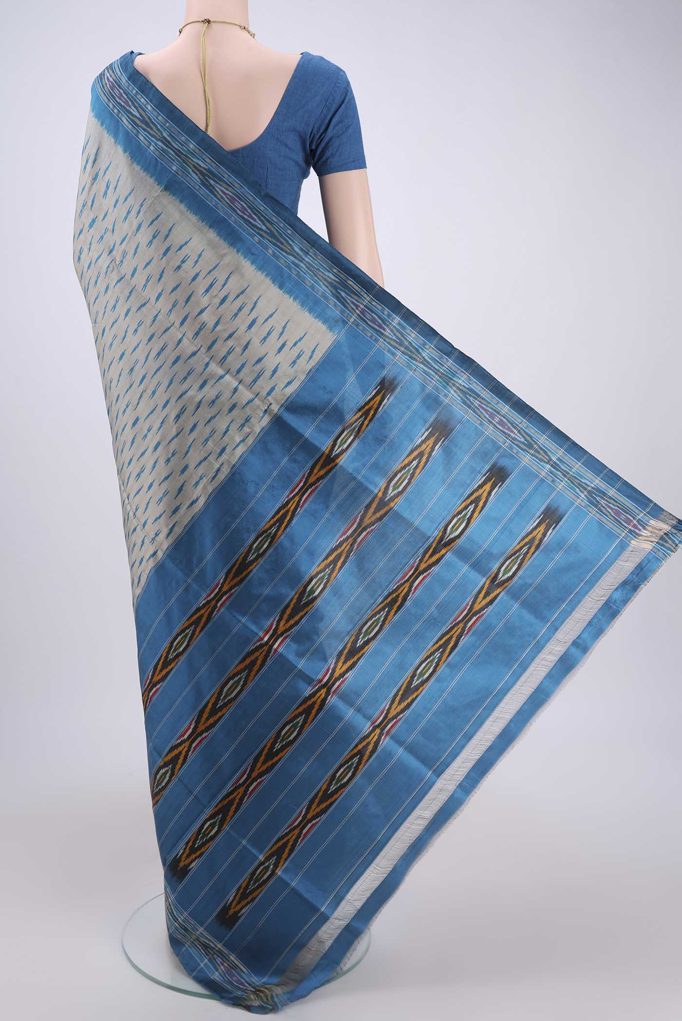Grey Pochampally Silk Saree - Image 3