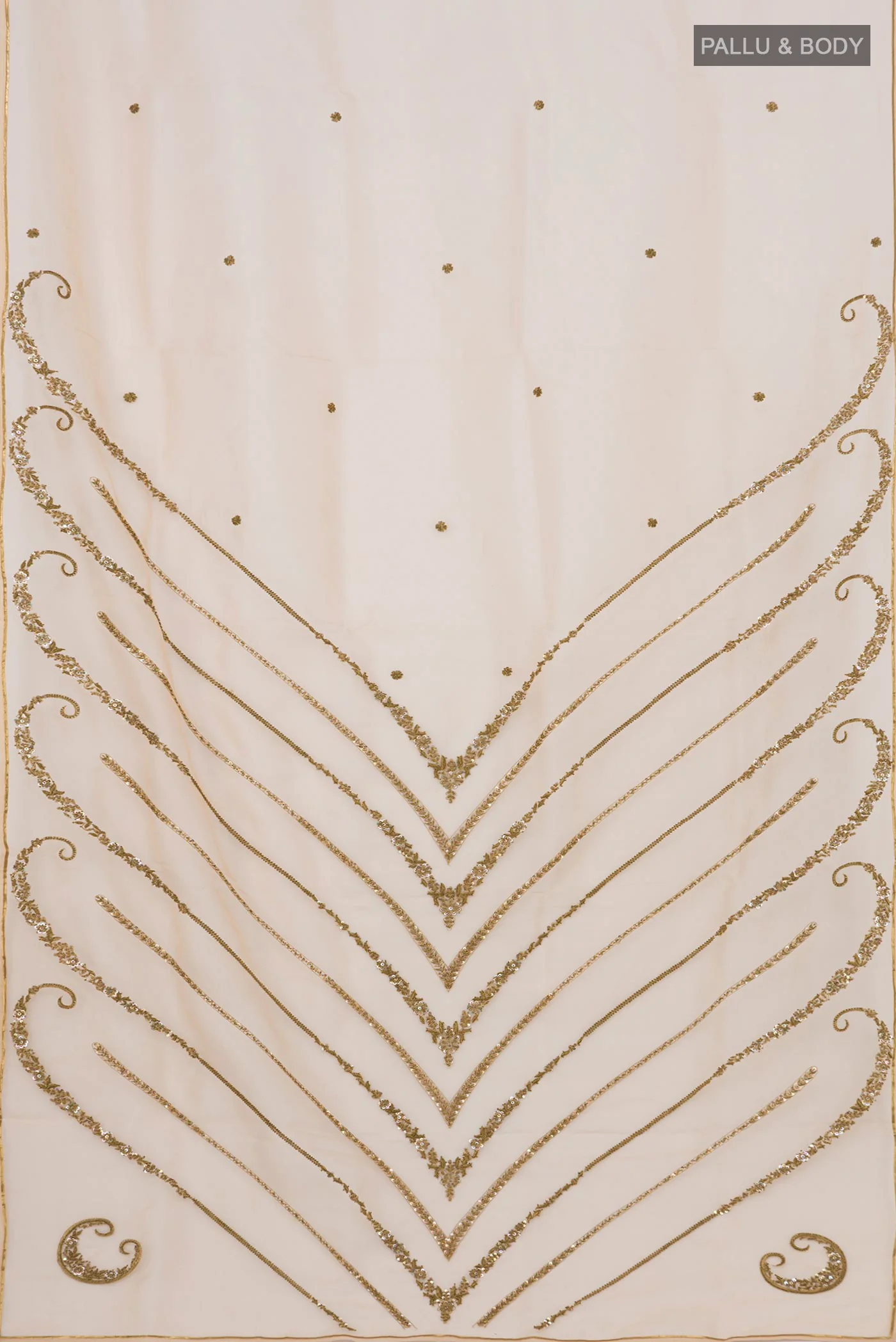 Sitara- Beige Organza Silk Saree - Image 7