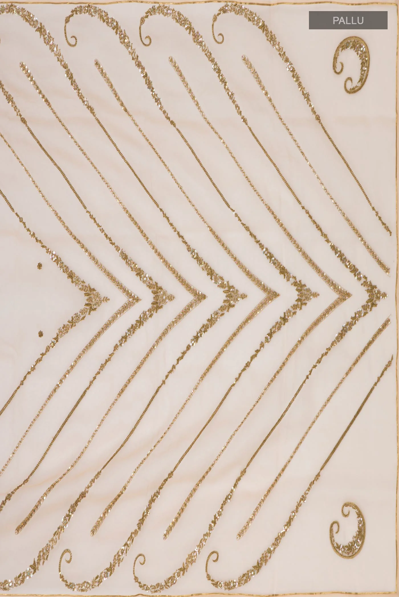 Sitara- Beige Organza Silk Saree - Image 8