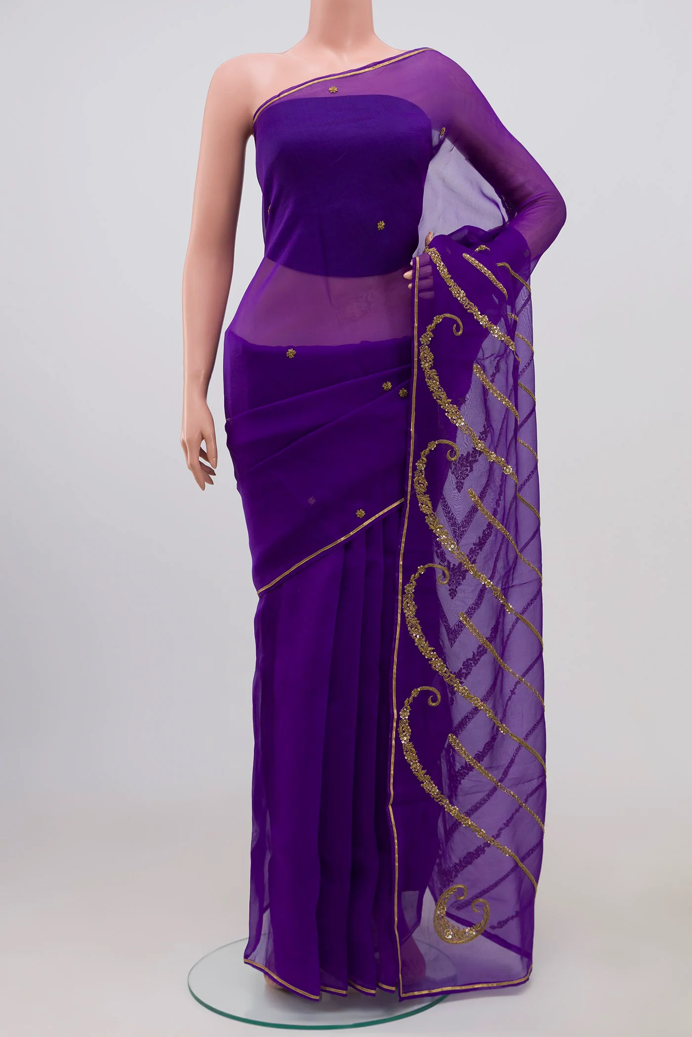 Sitara- Violet Organza Silk Saree - Image 2