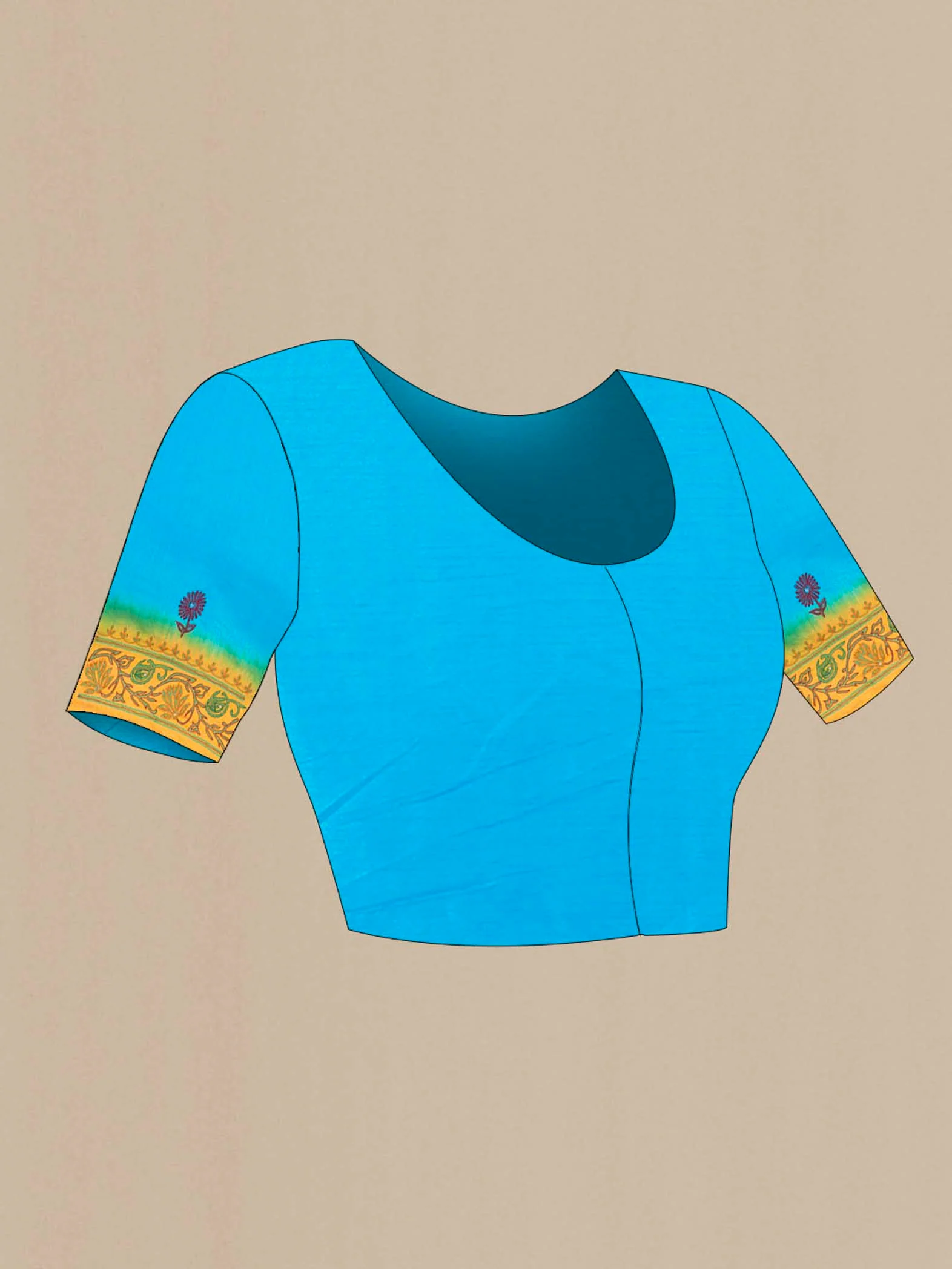 Sky Blue Blended Raw Silk Saree - Image 4