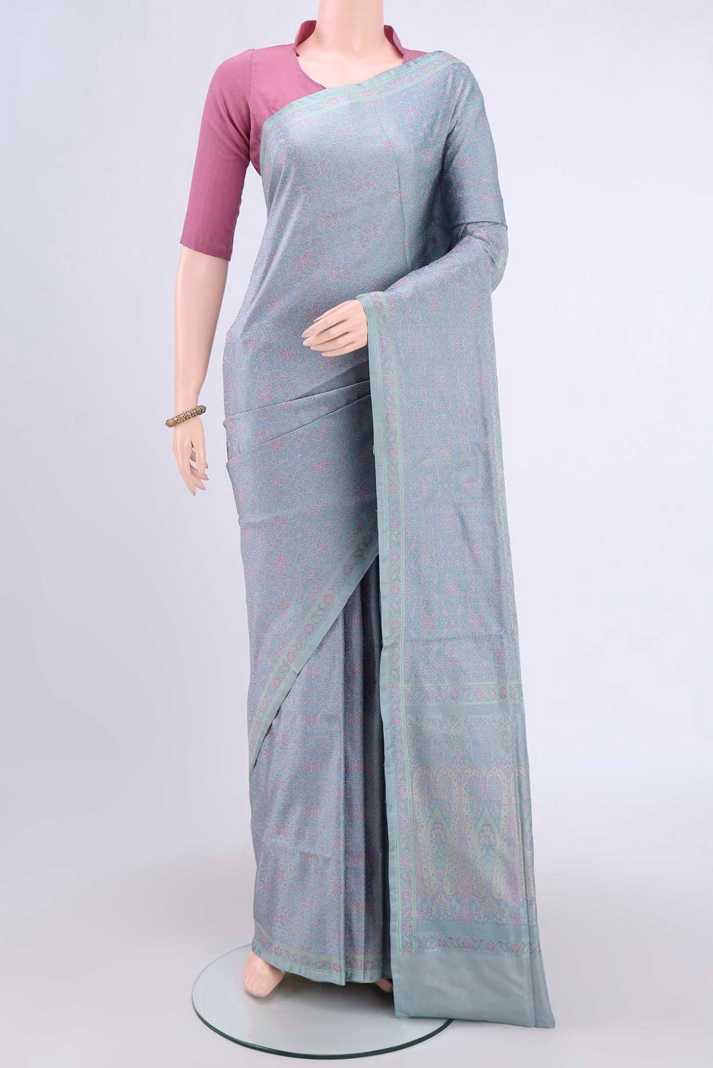 Sky Blue Banarasi Tanchoi Silk Saree