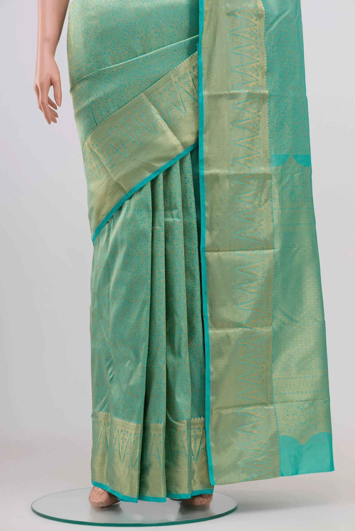 Sky Blue Bangalore Silk Saree - Image 3