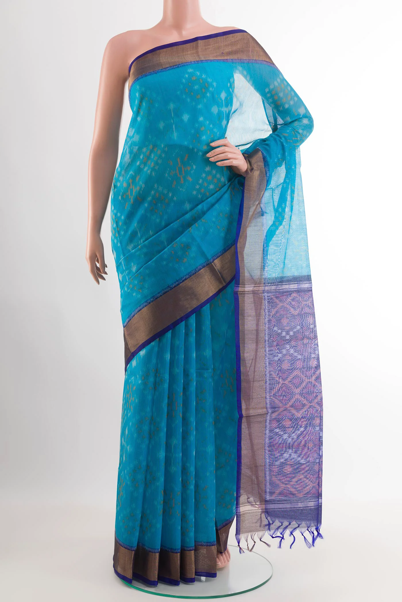 Sky Blue Silk Cotton Saree