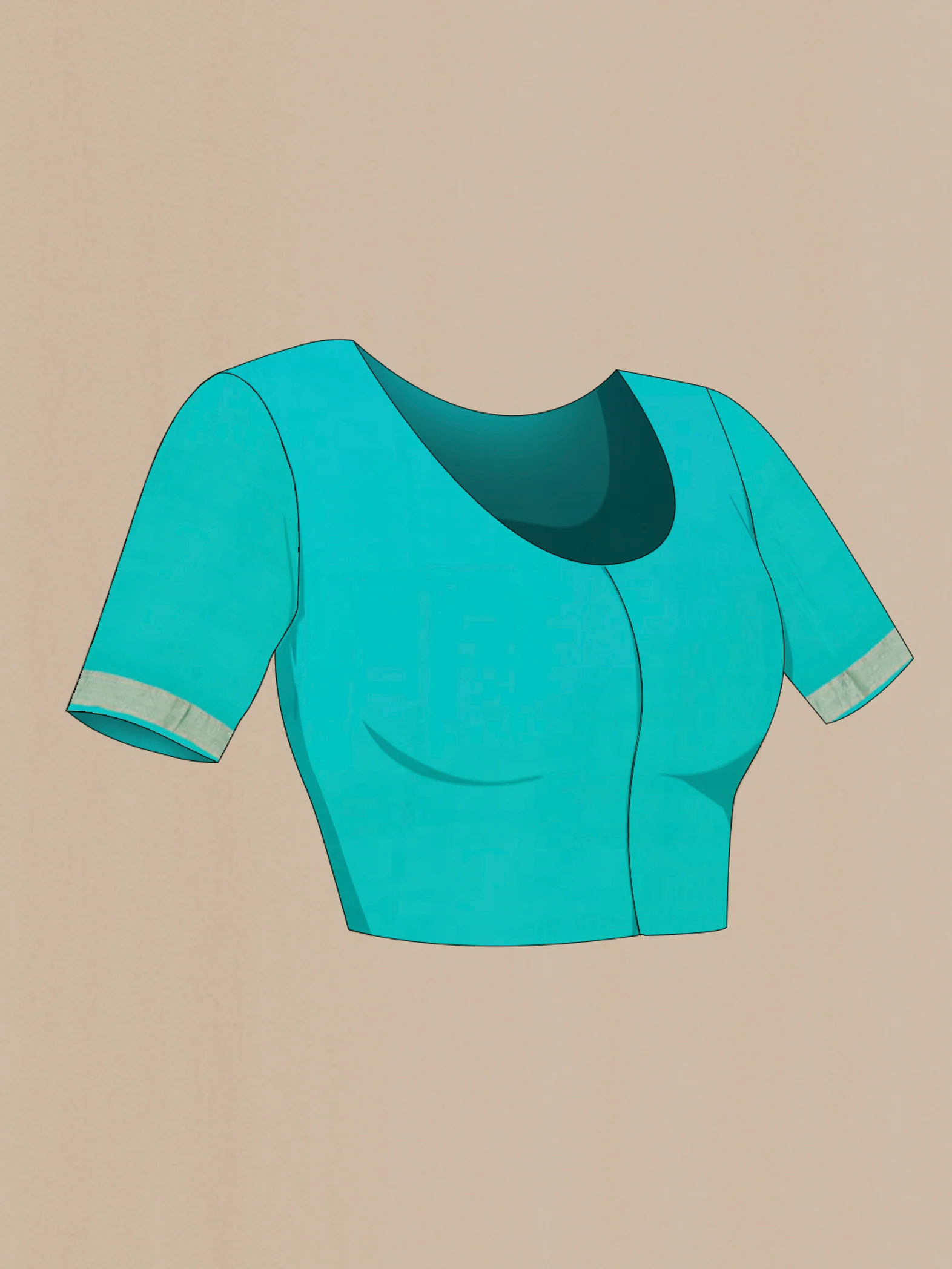 Turquoise Mysore Chiffon Saree - Image 4
