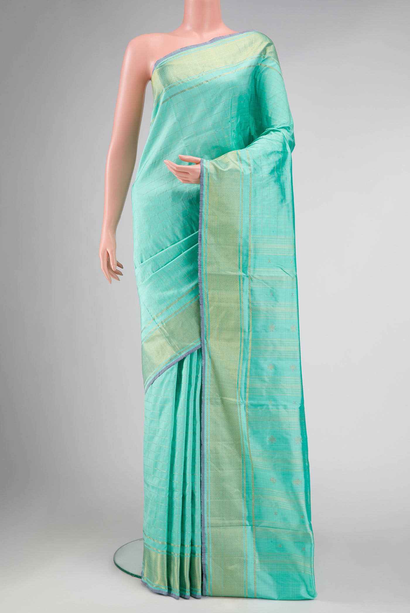 Sky Blue Double Ikat Saree - Image 2