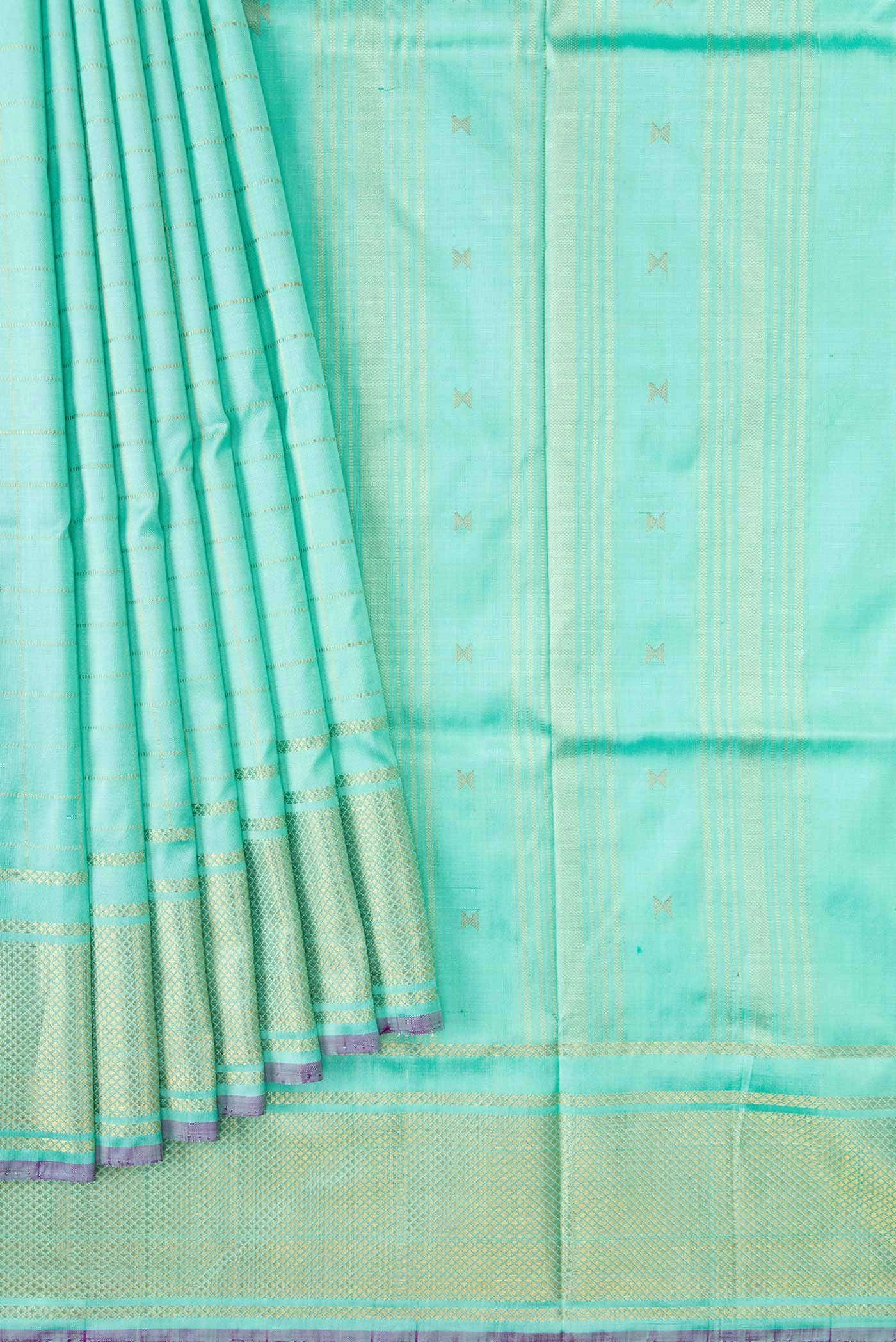 Sky Blue Double Ikat Saree - Image 3