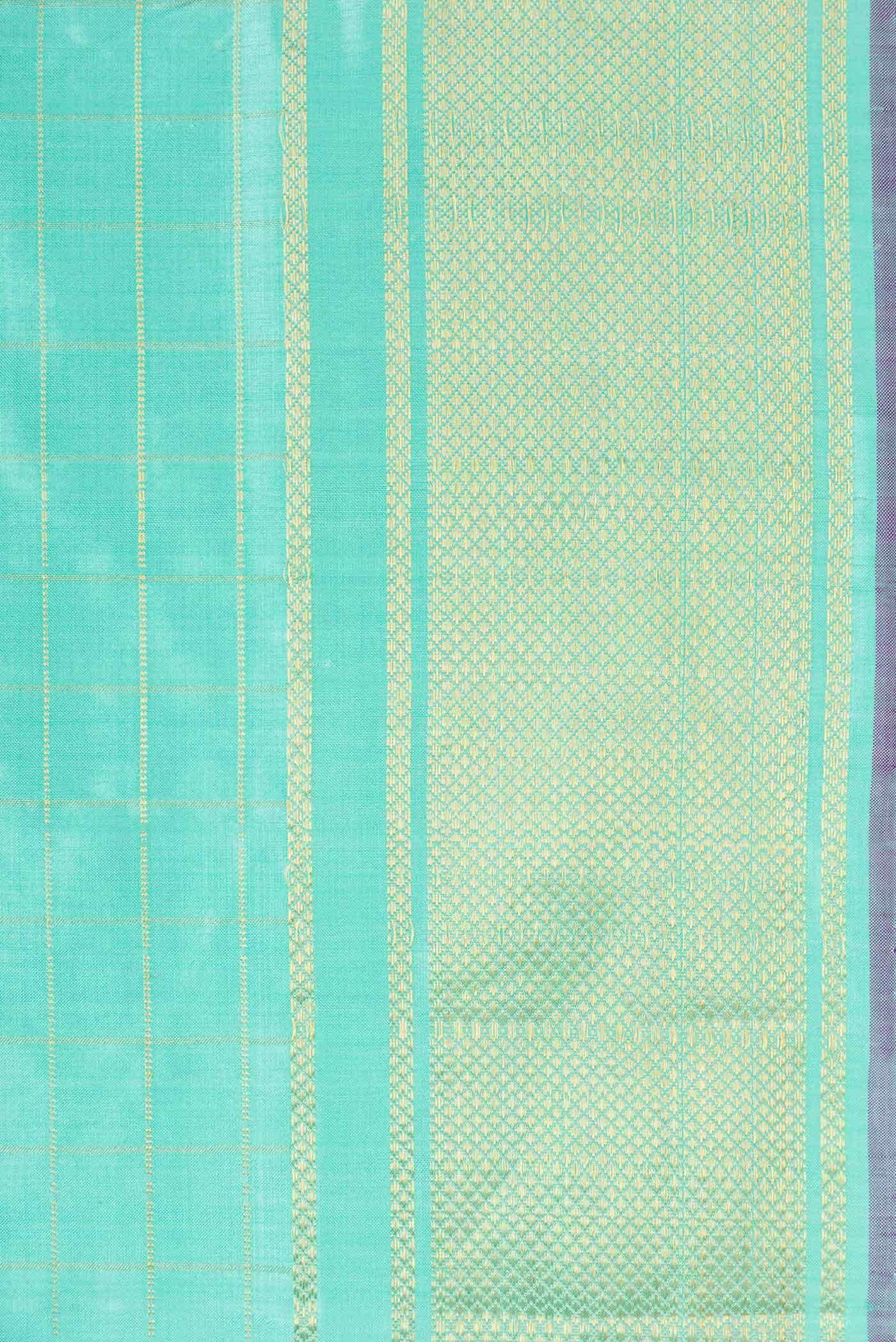 Sky Blue Double Ikat Saree - Image 9