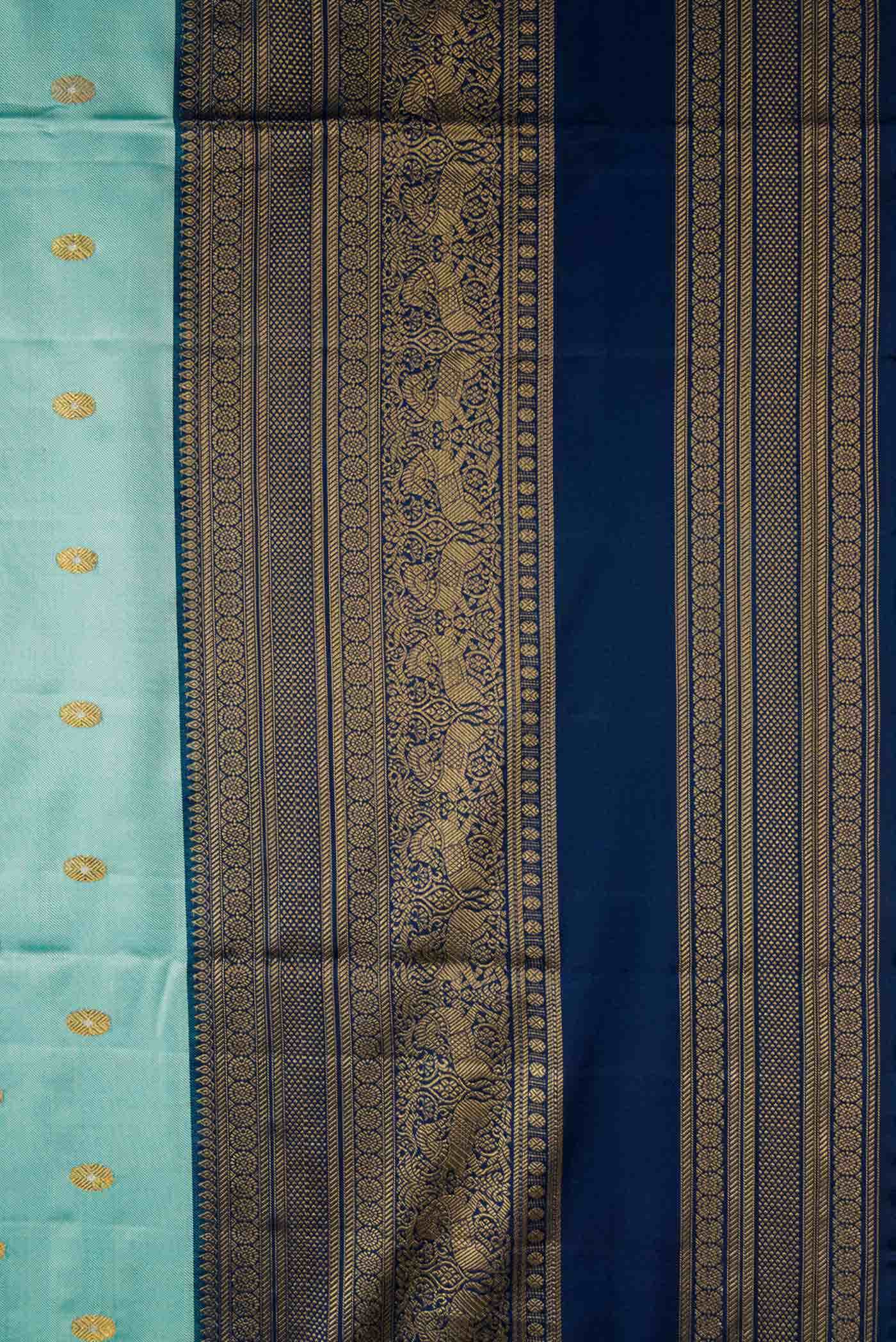 Sky Blue Kanjivaram Silk Saree - Image 10