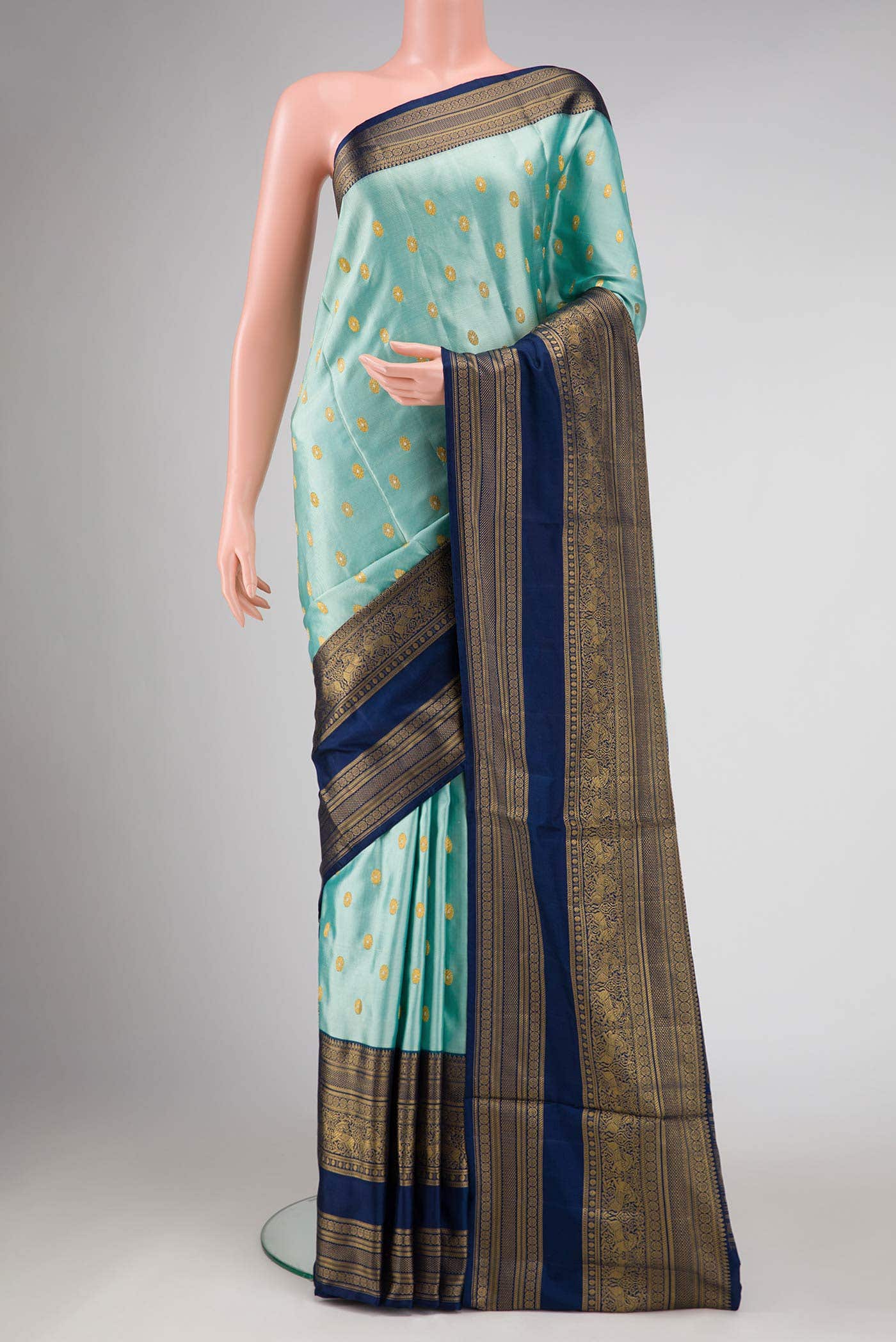 Sky Blue Kanjivaram Silk Saree - Image 2