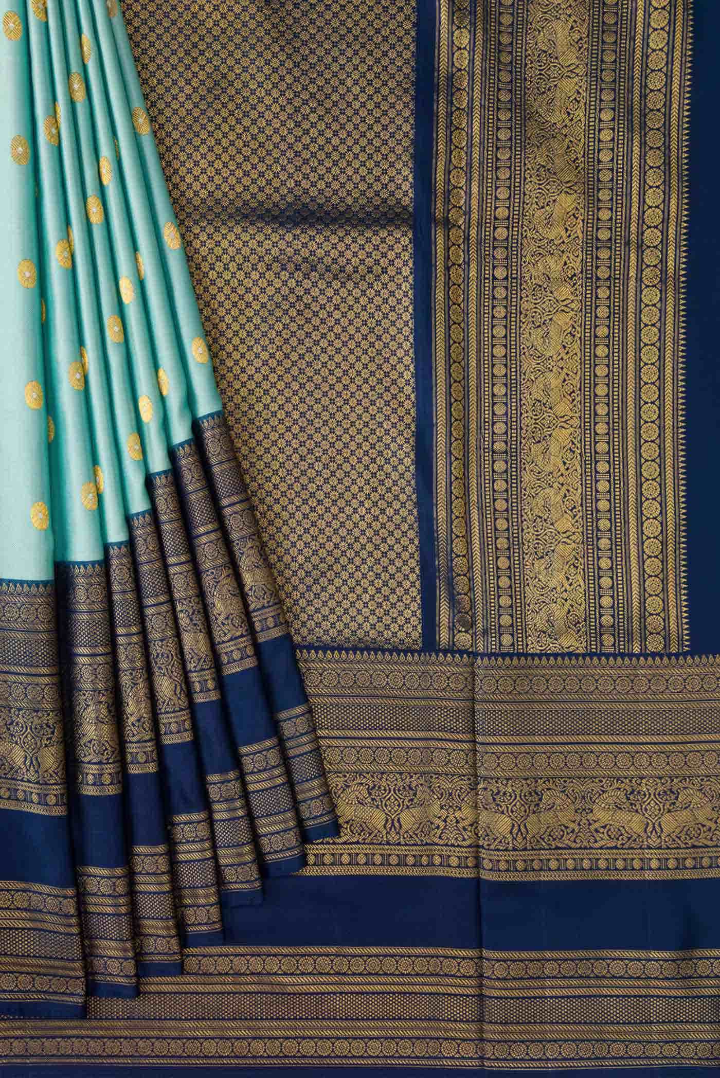 Sky Blue Kanjivaram Silk Saree - Image 4