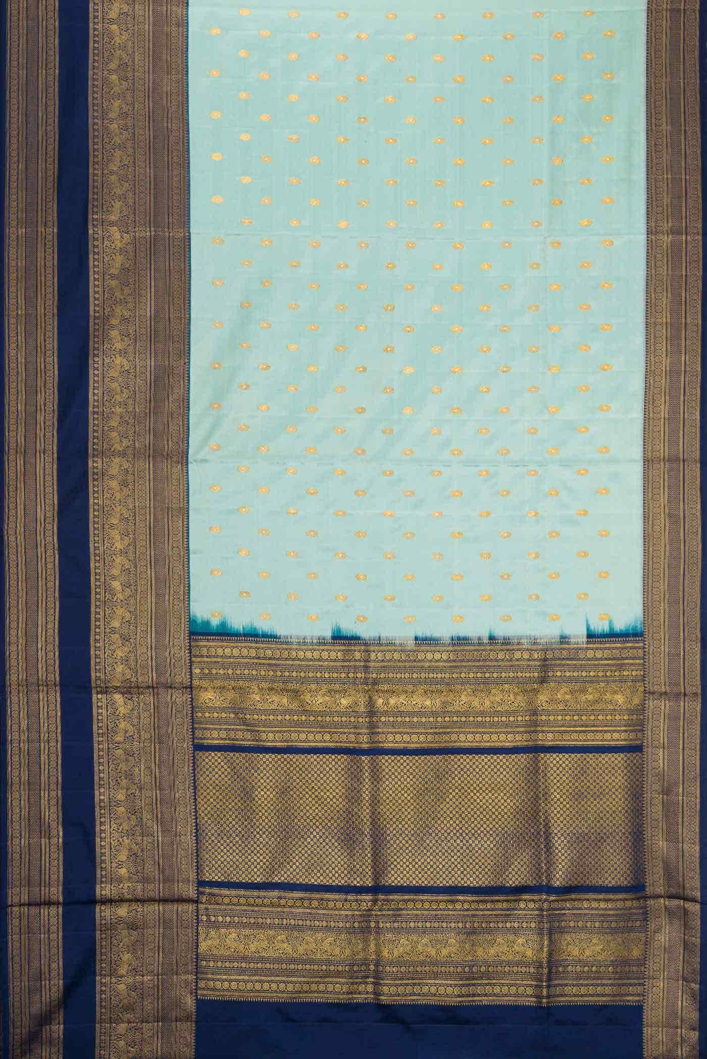 Sky Blue Kanjivaram Silk Saree - Image 7