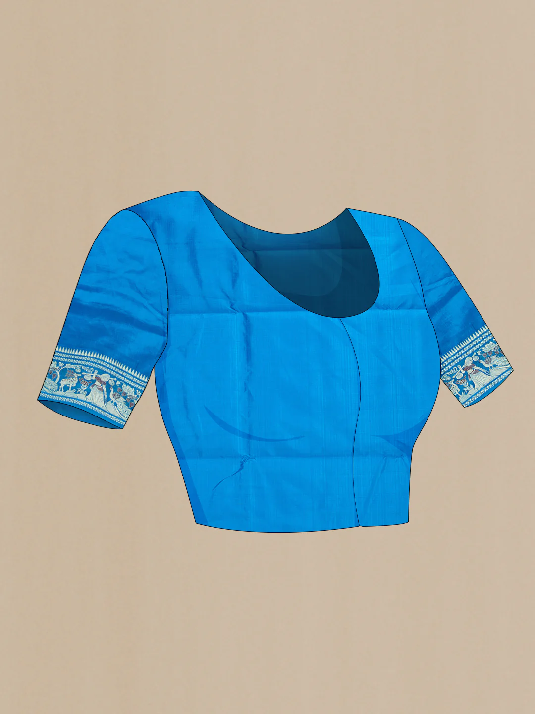 Sky Blue Baluchari Silk Saree - Image 5