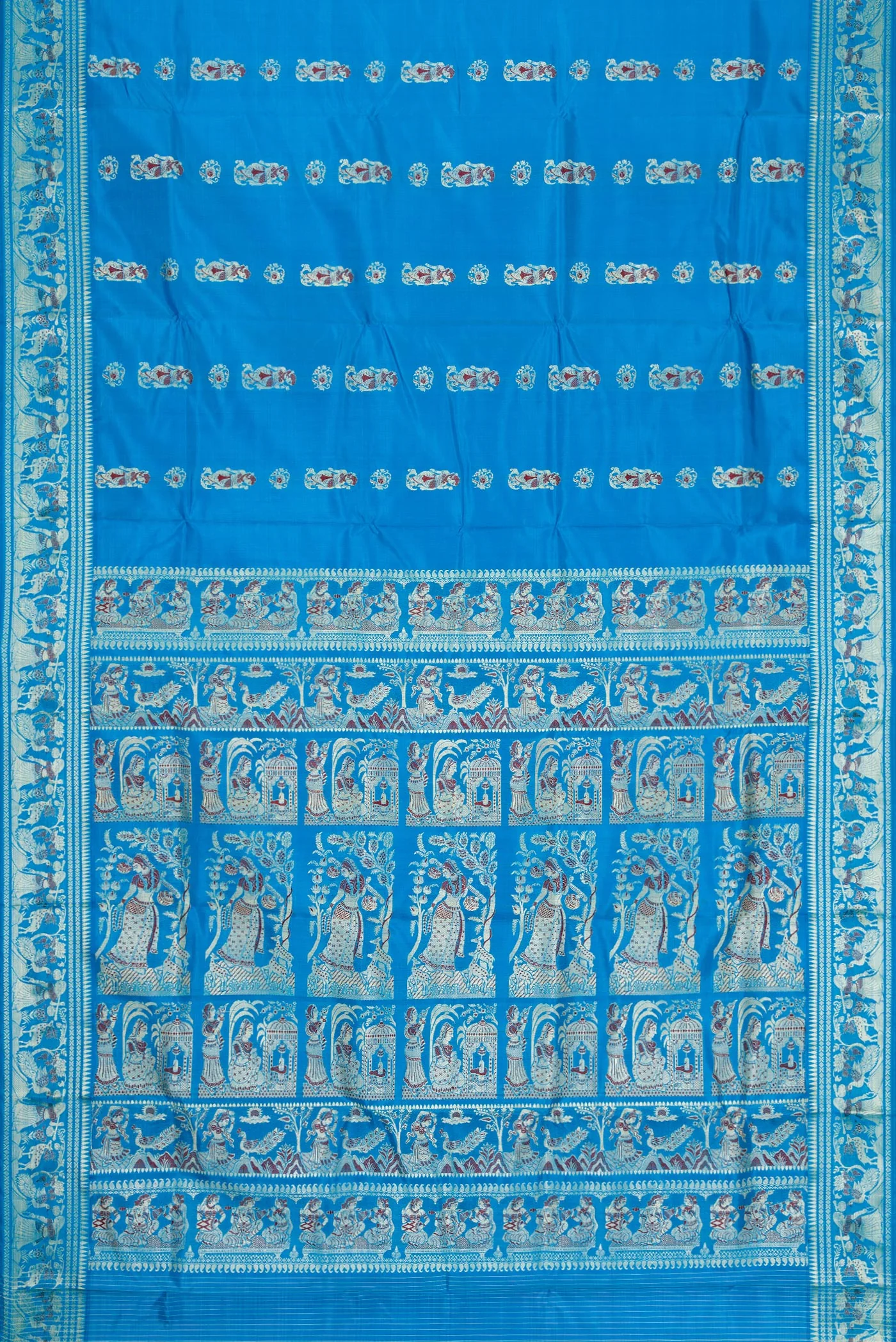 Sky Blue Baluchari Silk Saree - Image 6